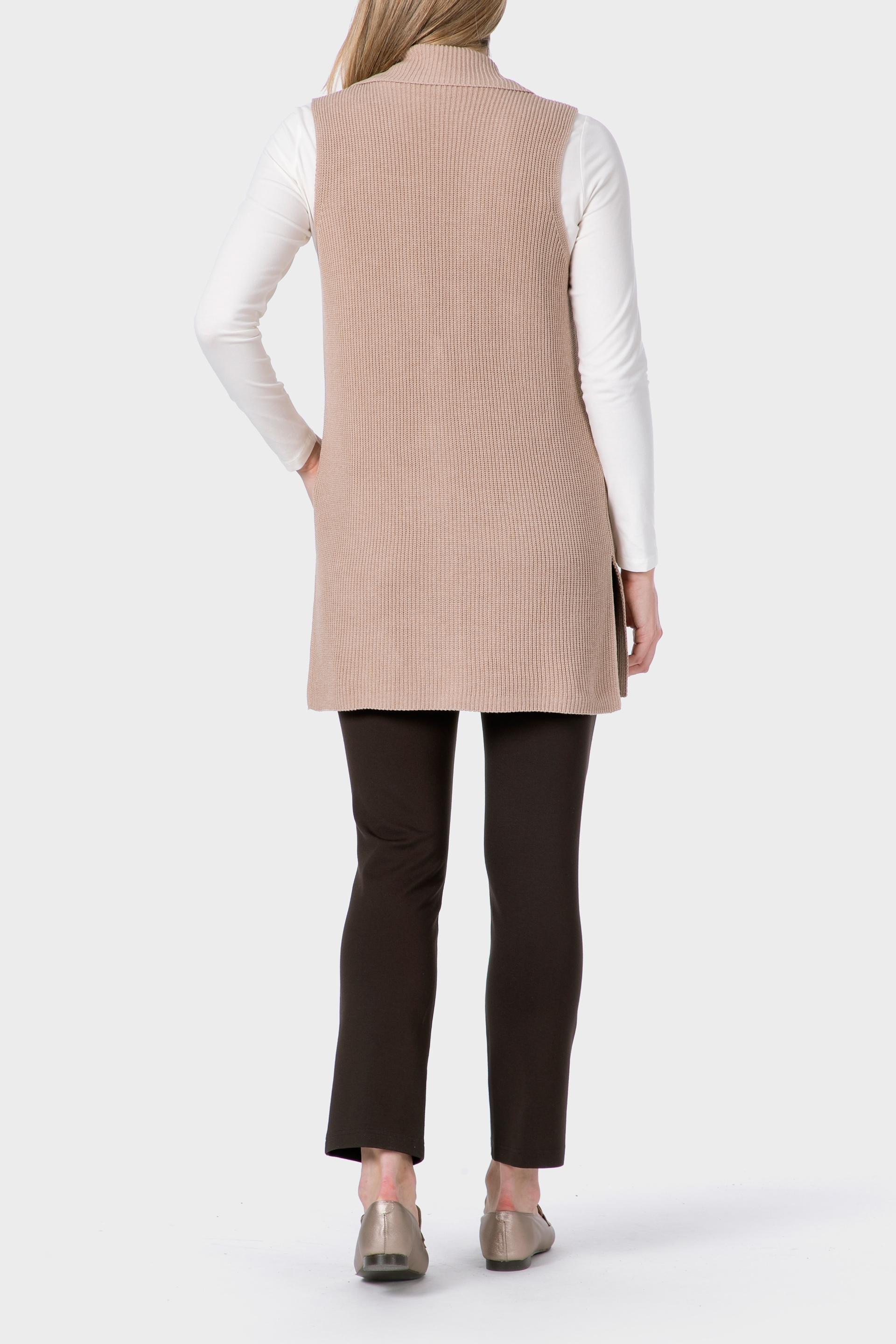 Beige Long Waistcoat, 3701_148, large image number 3