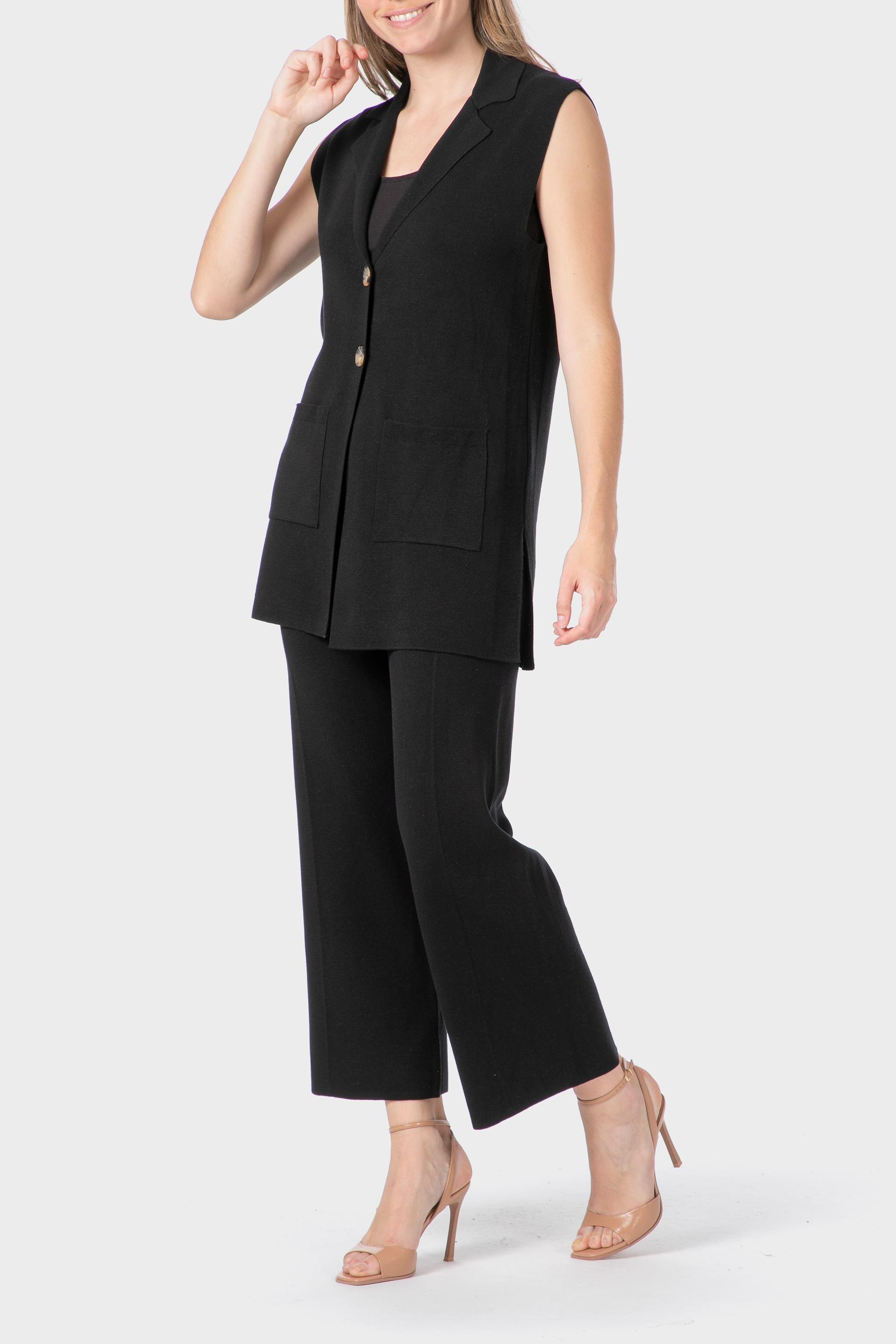 White Long Waistcoat, Black, medium