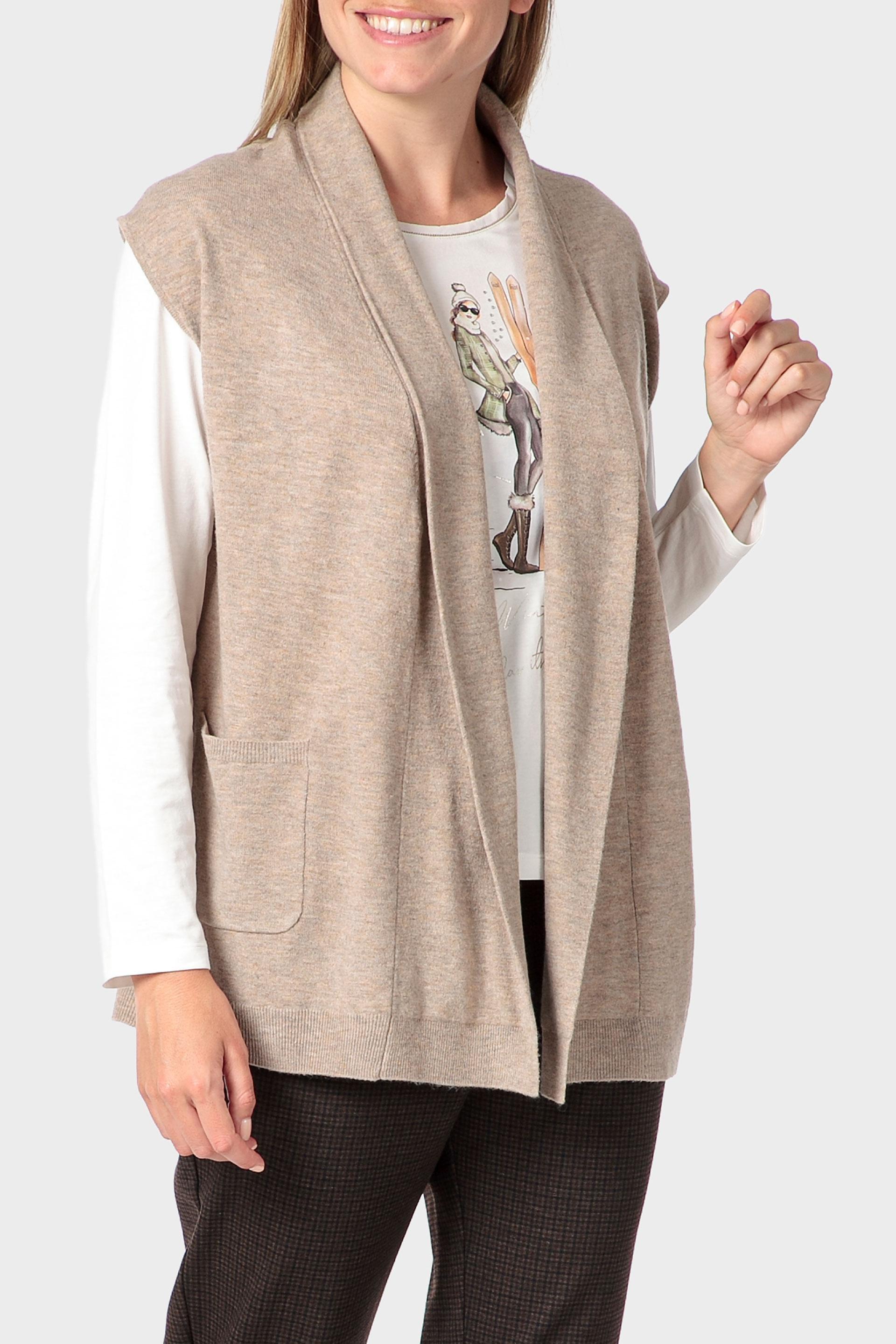 Beige Knitted Waistcoat, 3701_364, medium