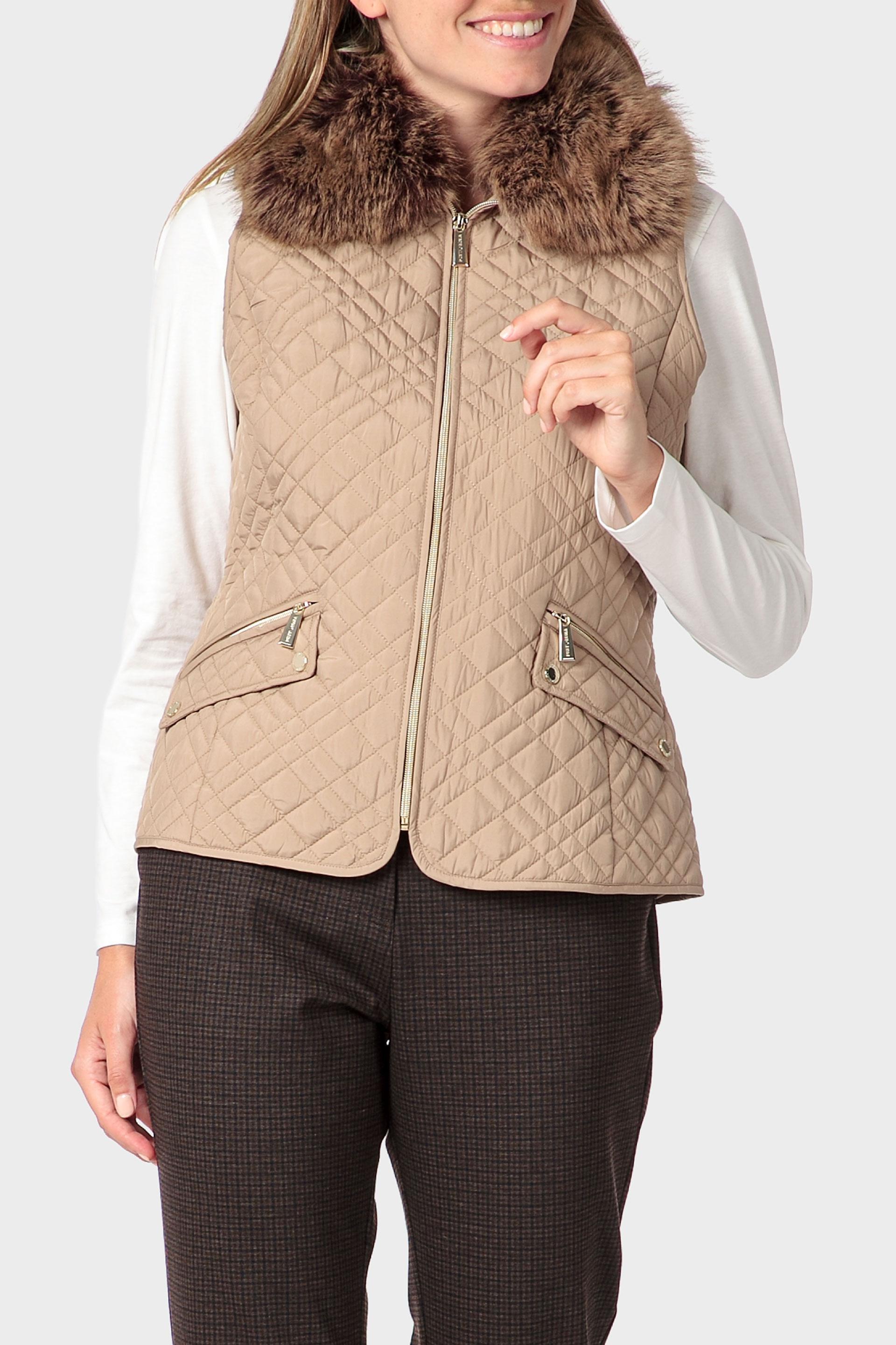 Beige Fur Waistcoat, Beige, large image number 0