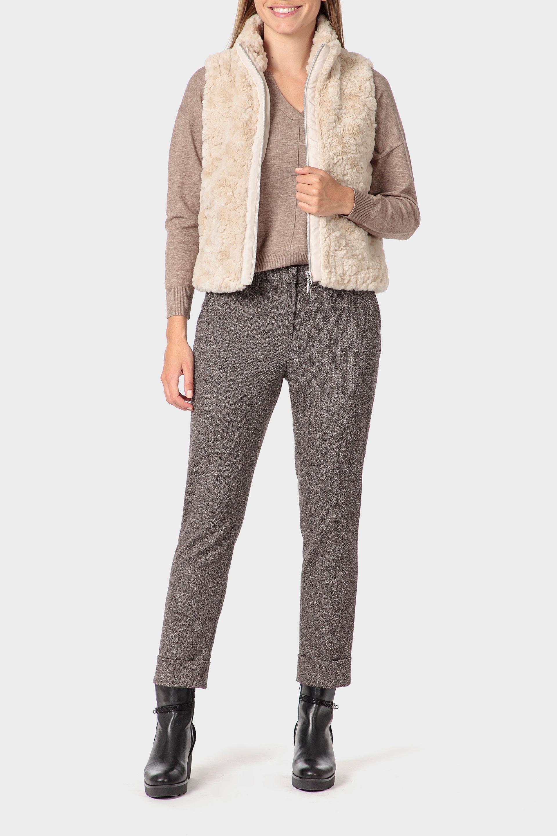 Cream Fur Waistcoat, Beige, medium