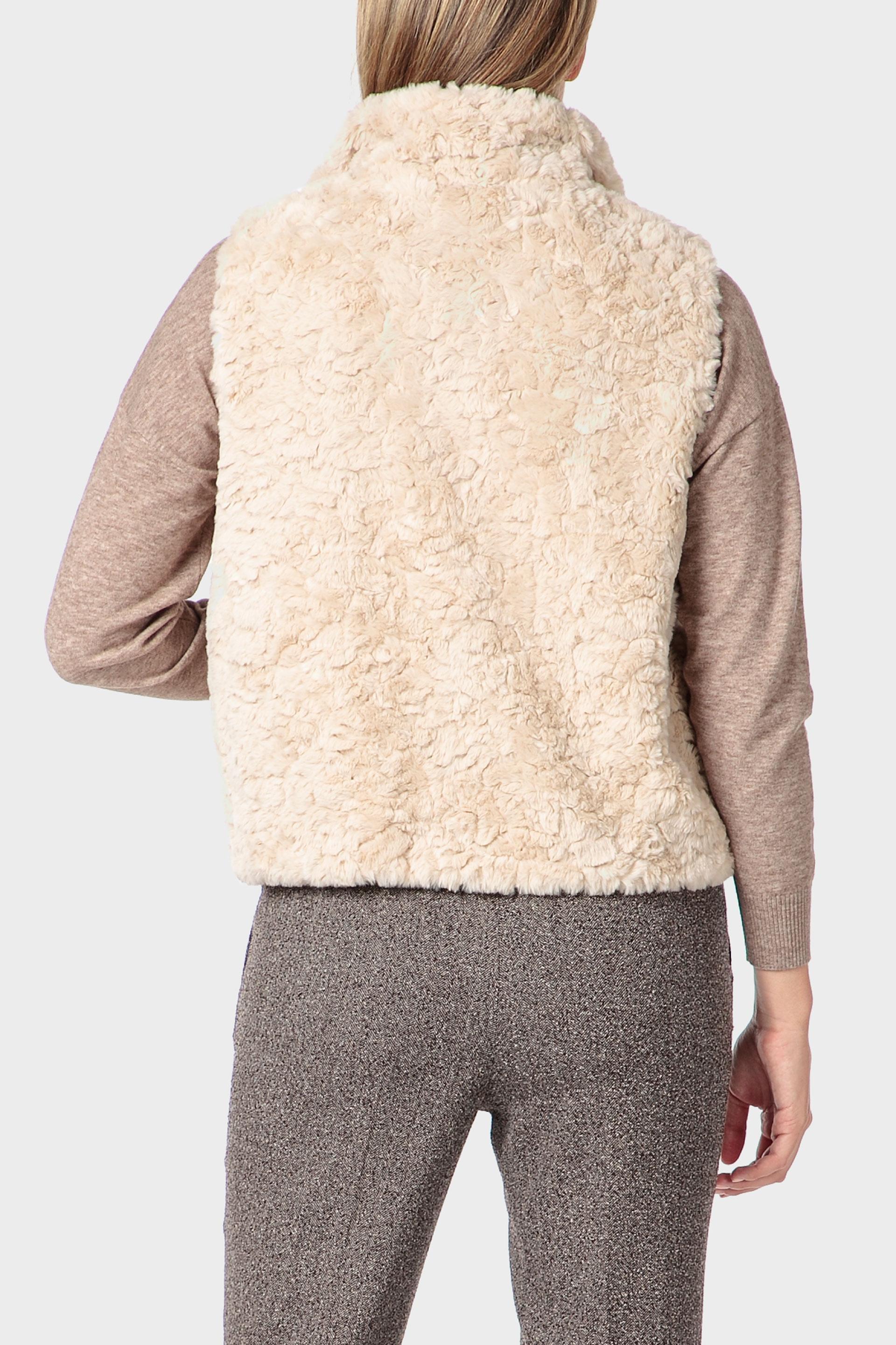 Cream Fur Waistcoat, Beige, medium
