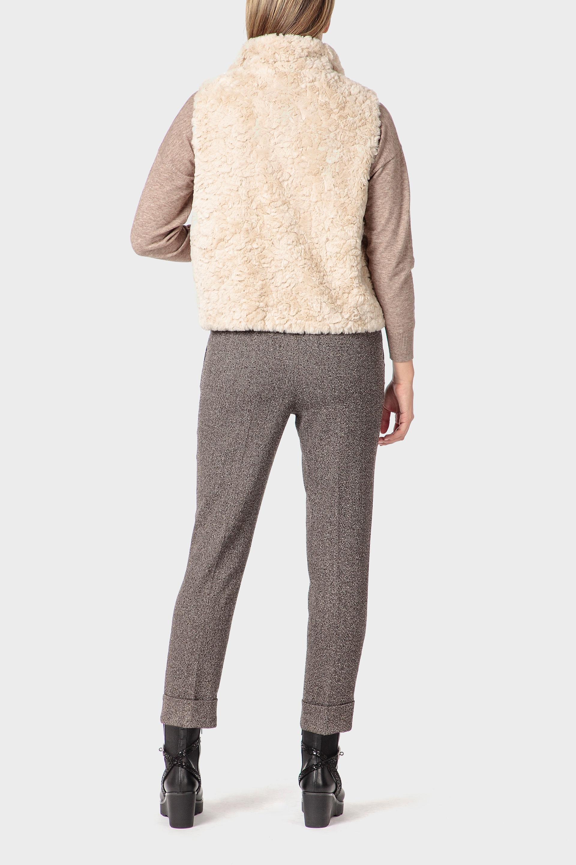 Cream Fur Waistcoat, Beige, large image number 3