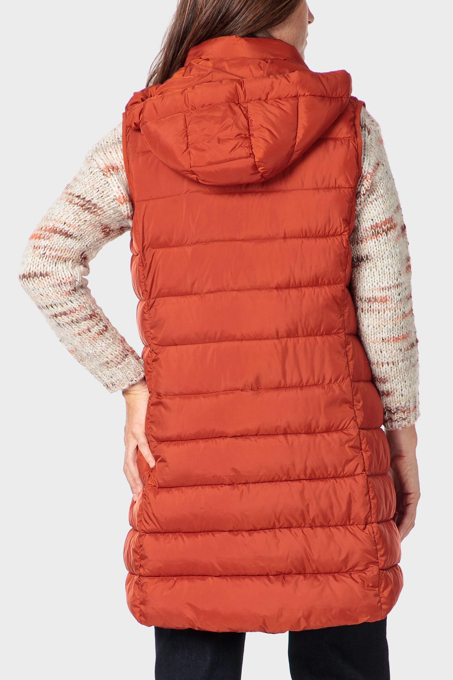 Orange Long Padded Waistcoat, Orange Dark, large image number 2