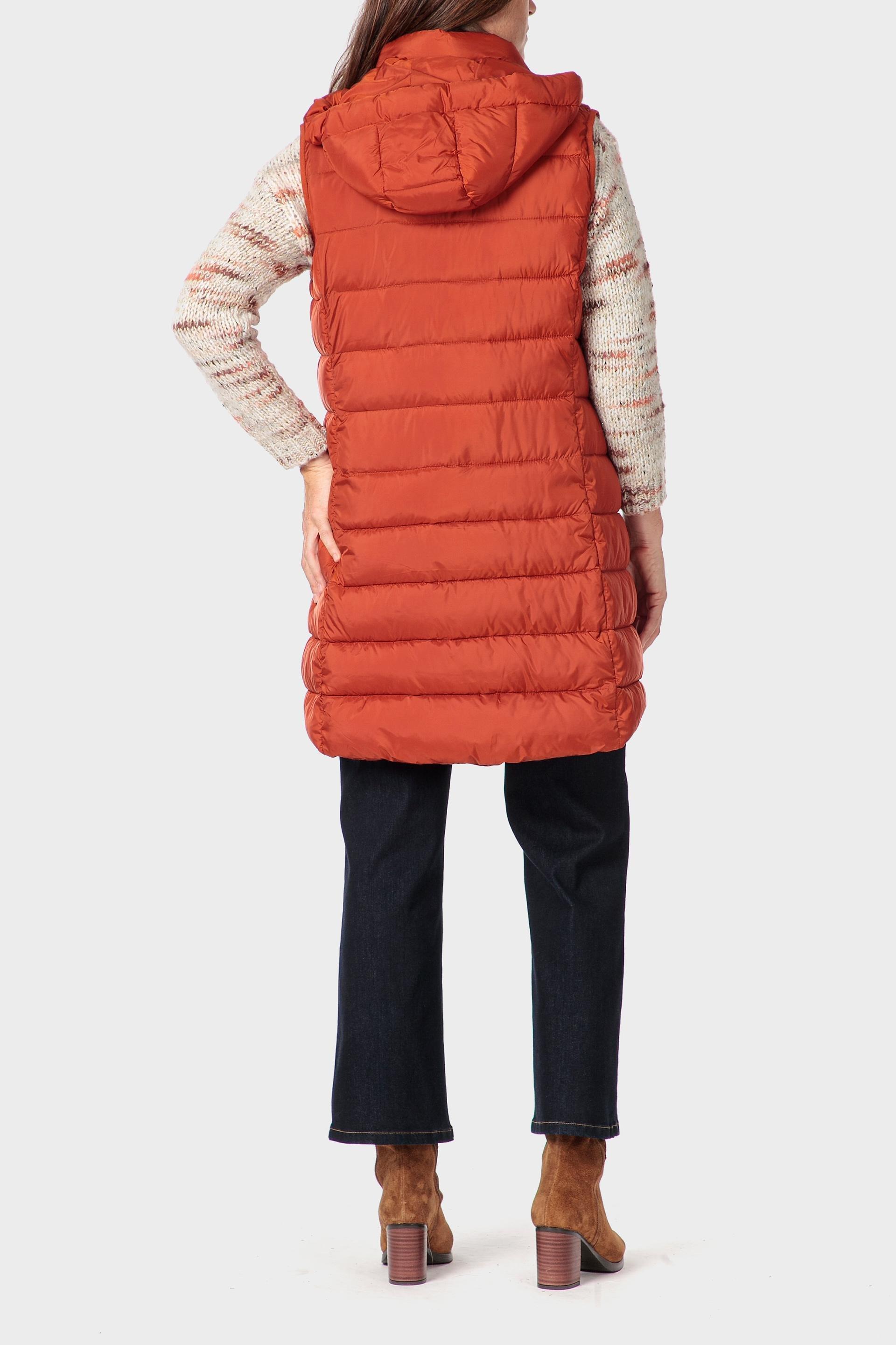 Orange Long Padded Waistcoat, 3701_142, large image number 3