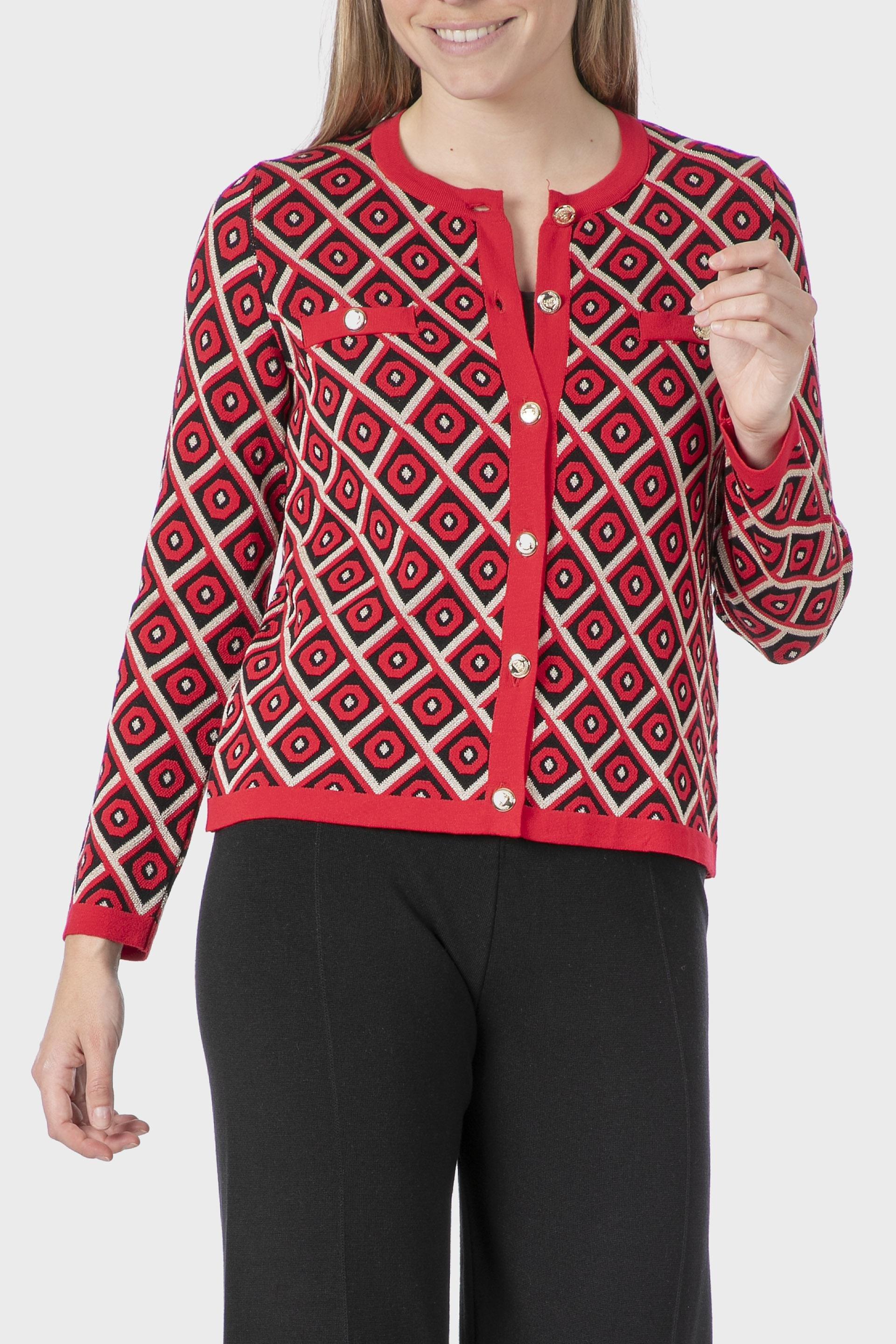 جاكيت بخيوط معدنية، أحمر, Red, medium