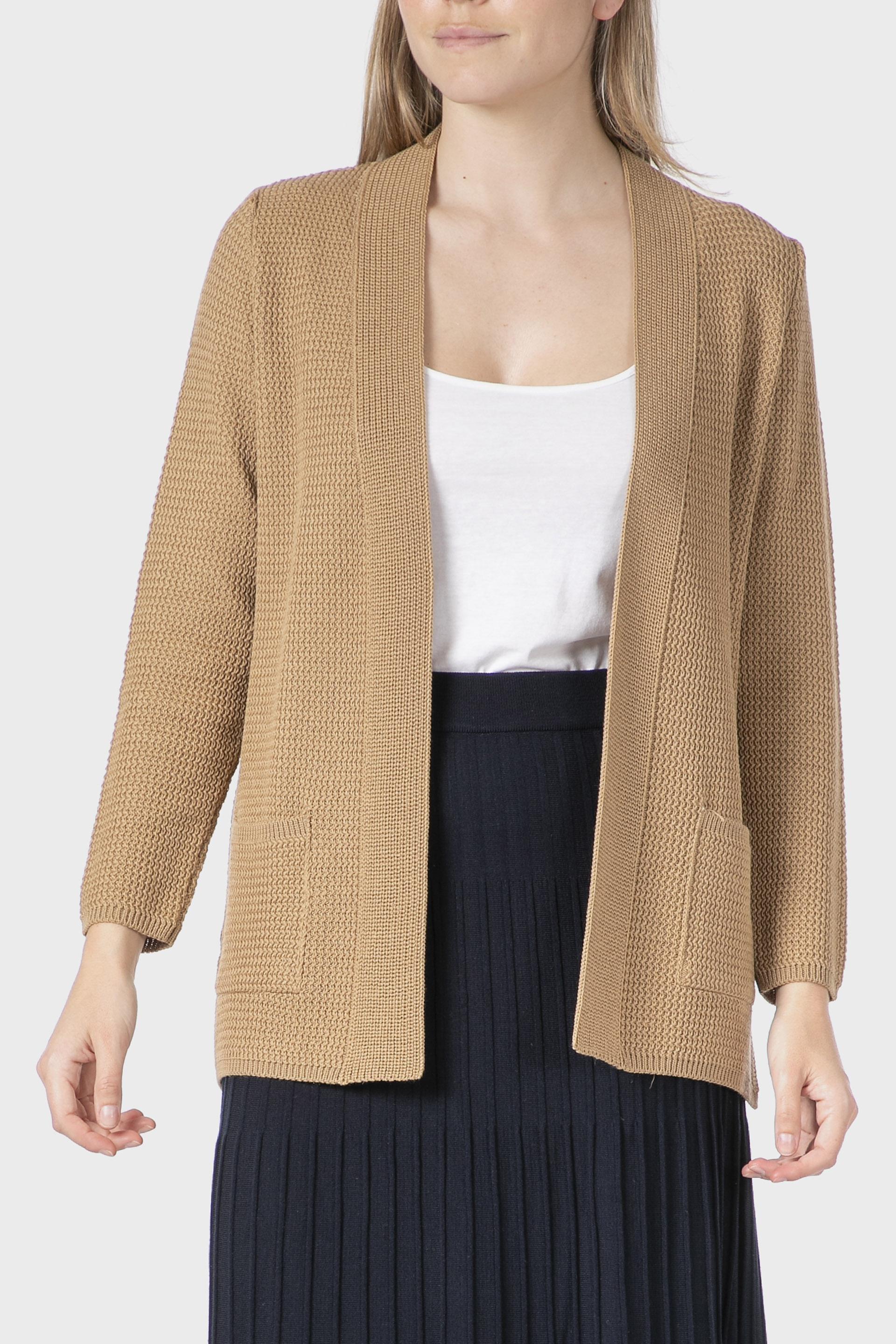 Beige Open Jacket With Pockets, 3701_144, medium