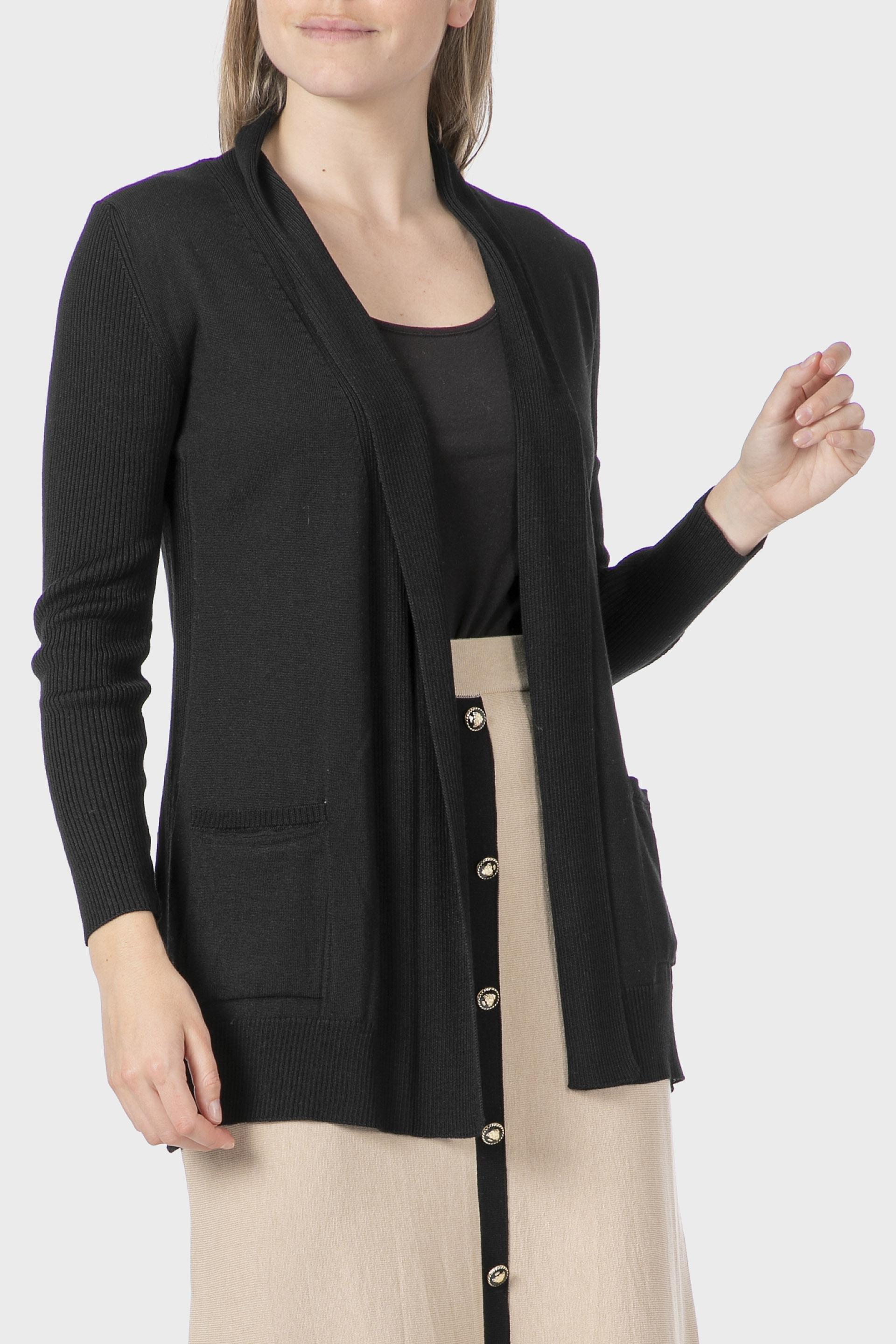 جاكيت مفتوح، أسود, Black, medium