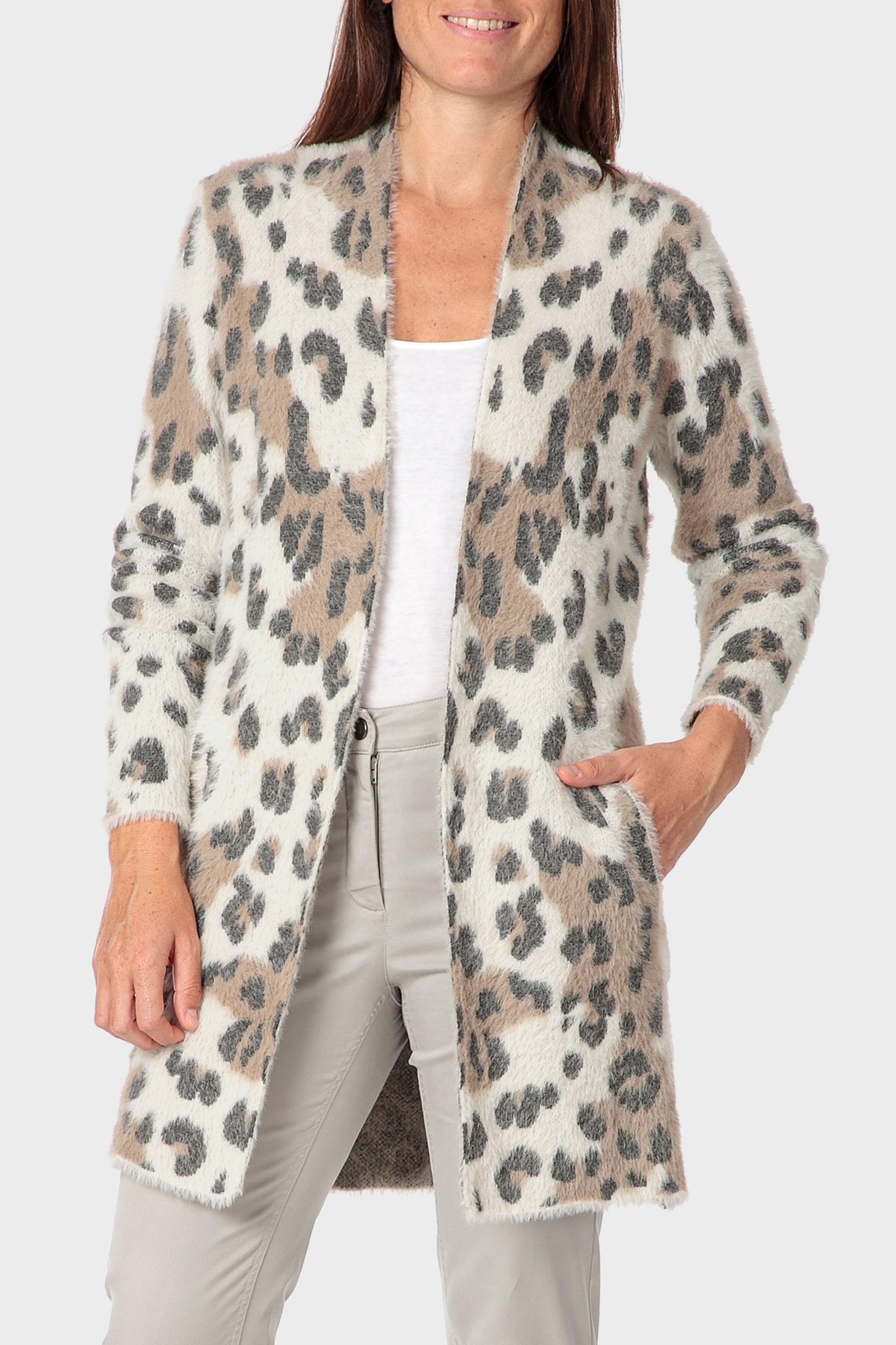 Multicolour Animal Print Jacket, Beige, medium