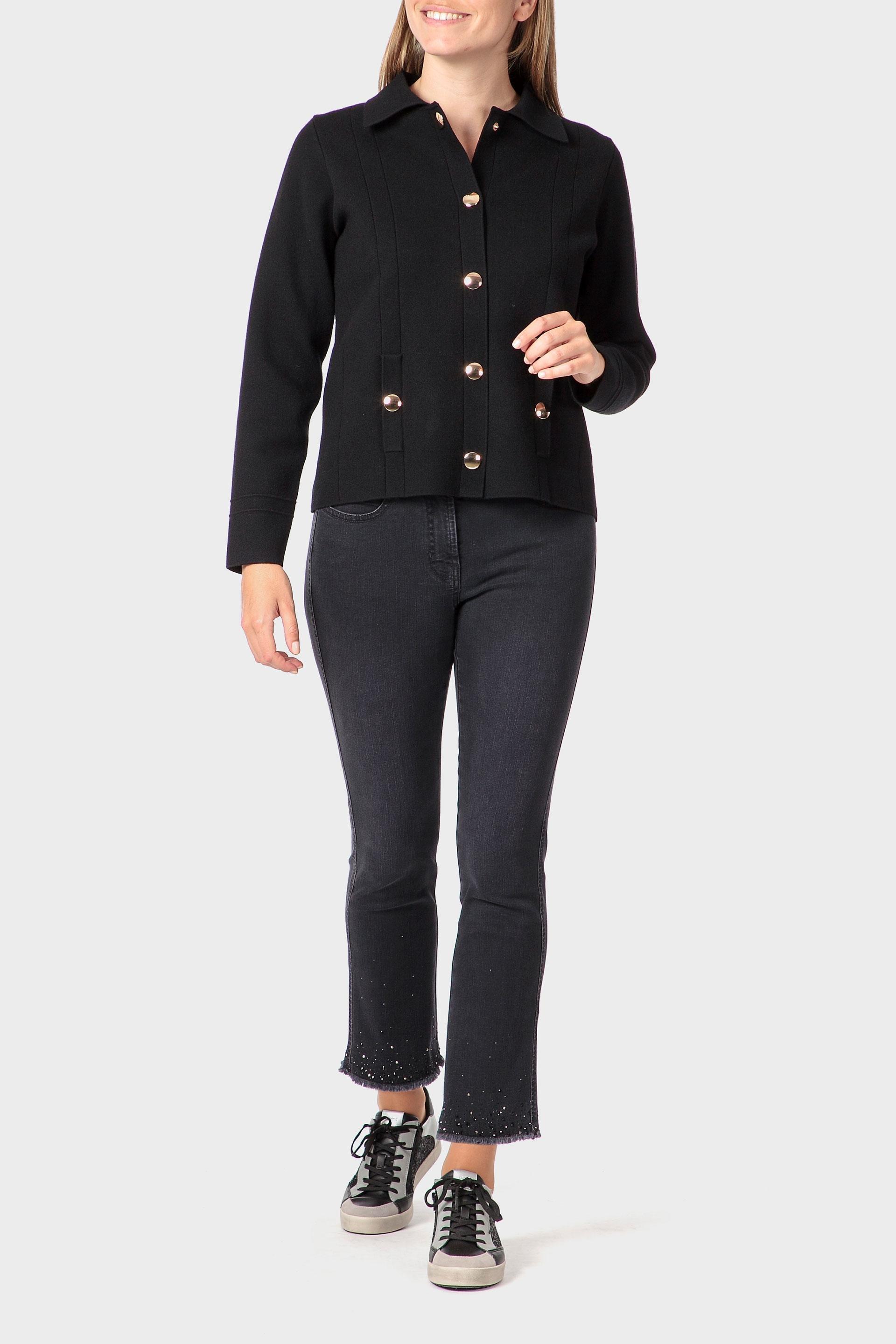 Black Lapels Collar Jacket, Black, large image number 1