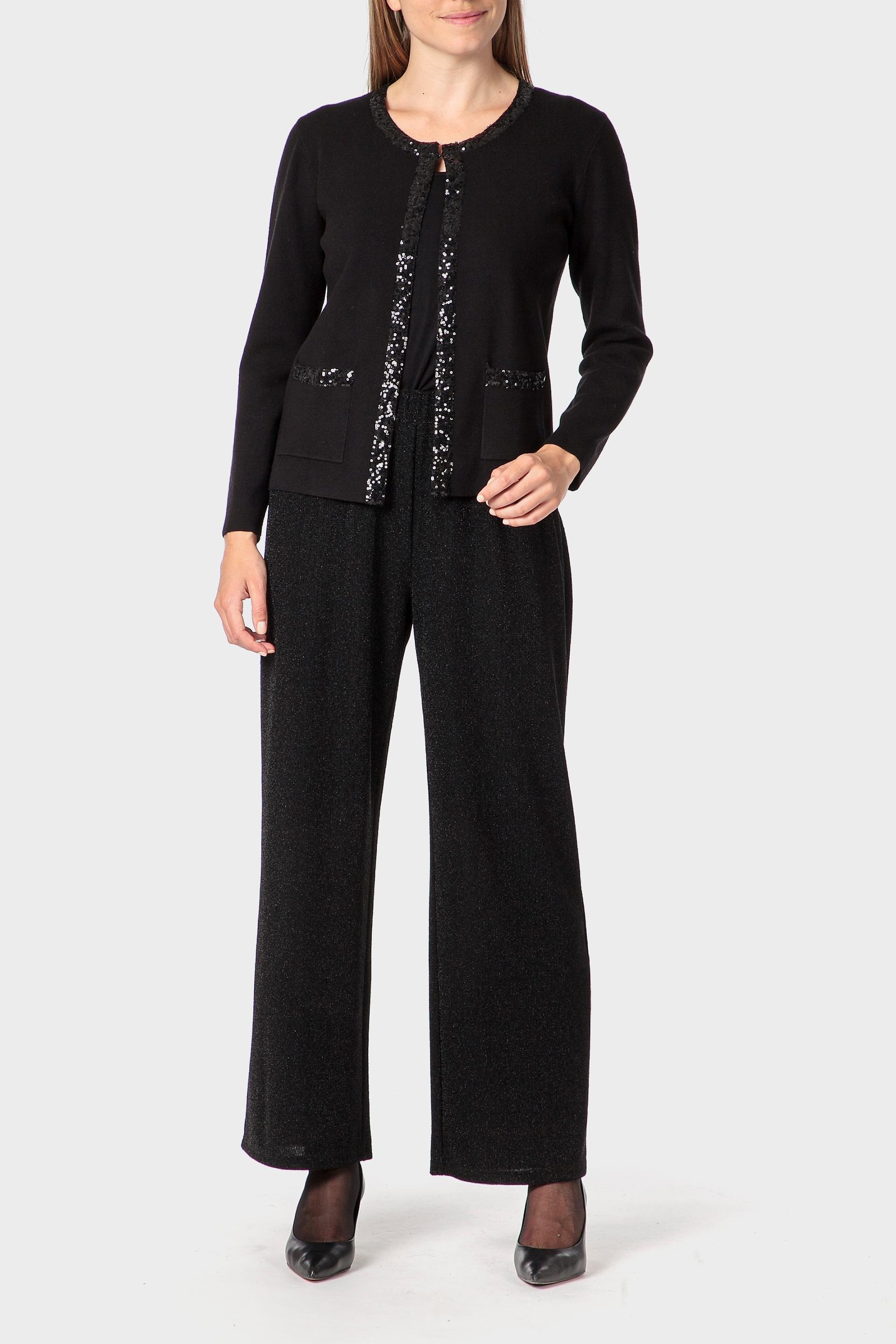 جاكيت مزين بالترتر، أسود, Black, medium