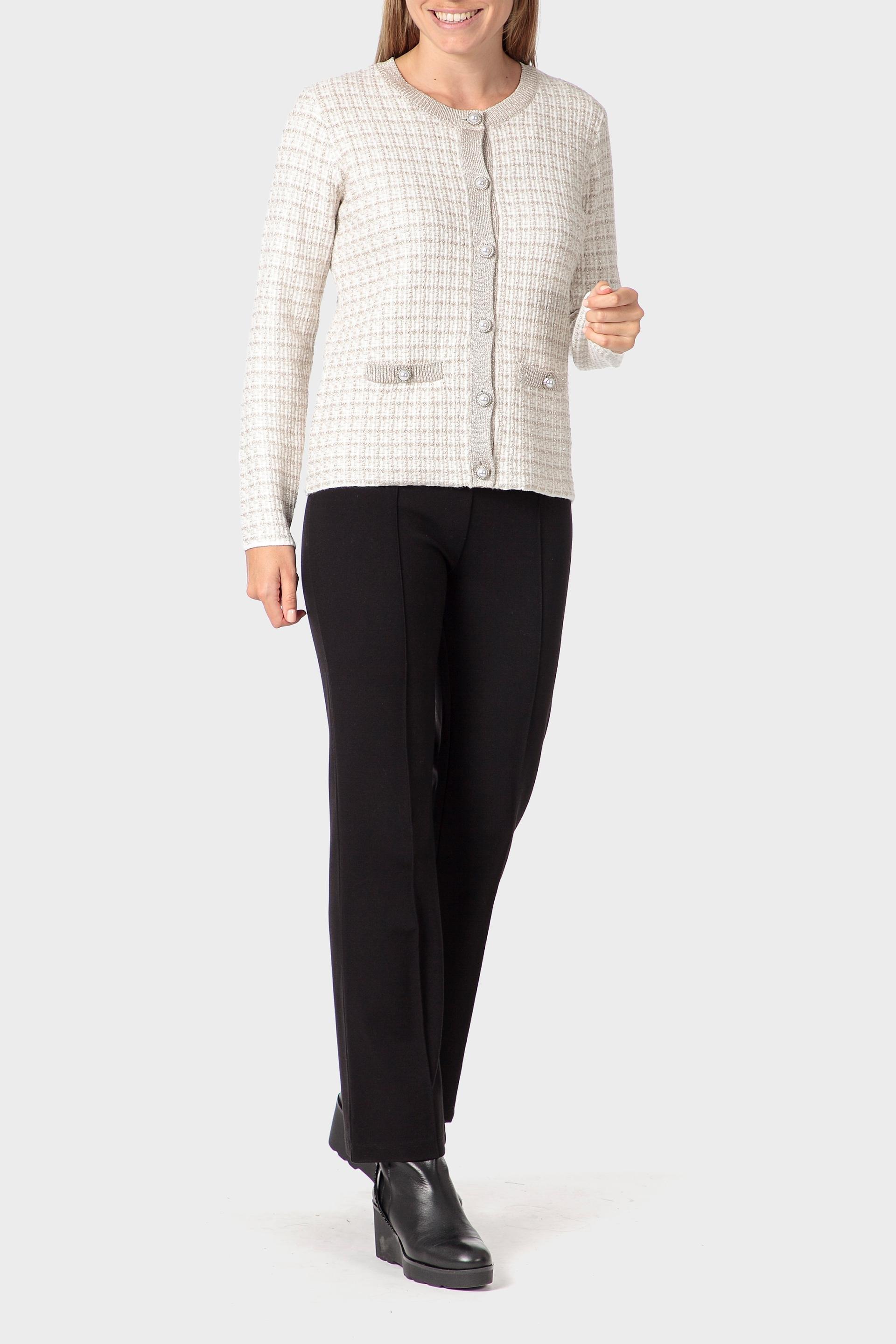 Cream Metallic Thread Jacket, 3701_126, large image number 1