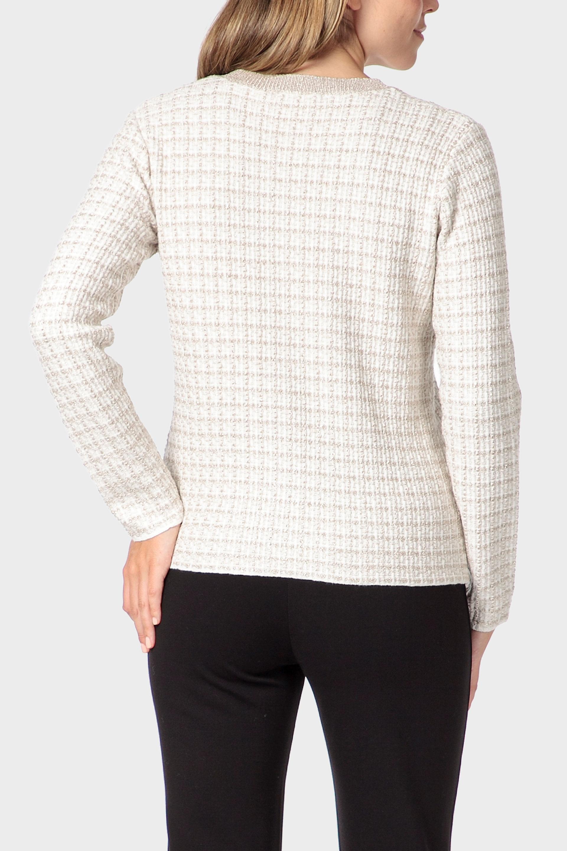 جاكيت بخيوط معدنية، كريمي, Beige, large image number 2