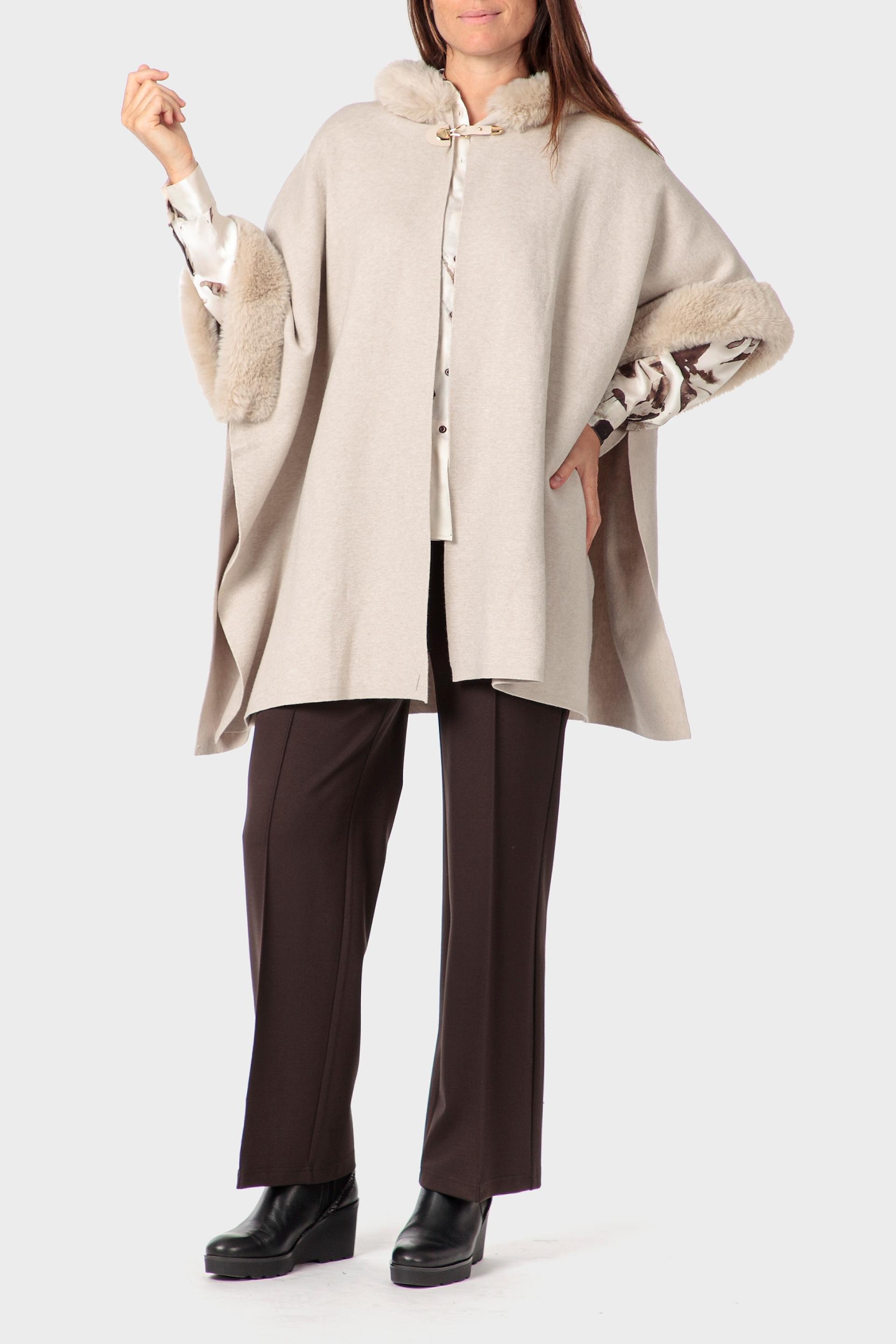 Cream Hooded Cape, Beige, medium