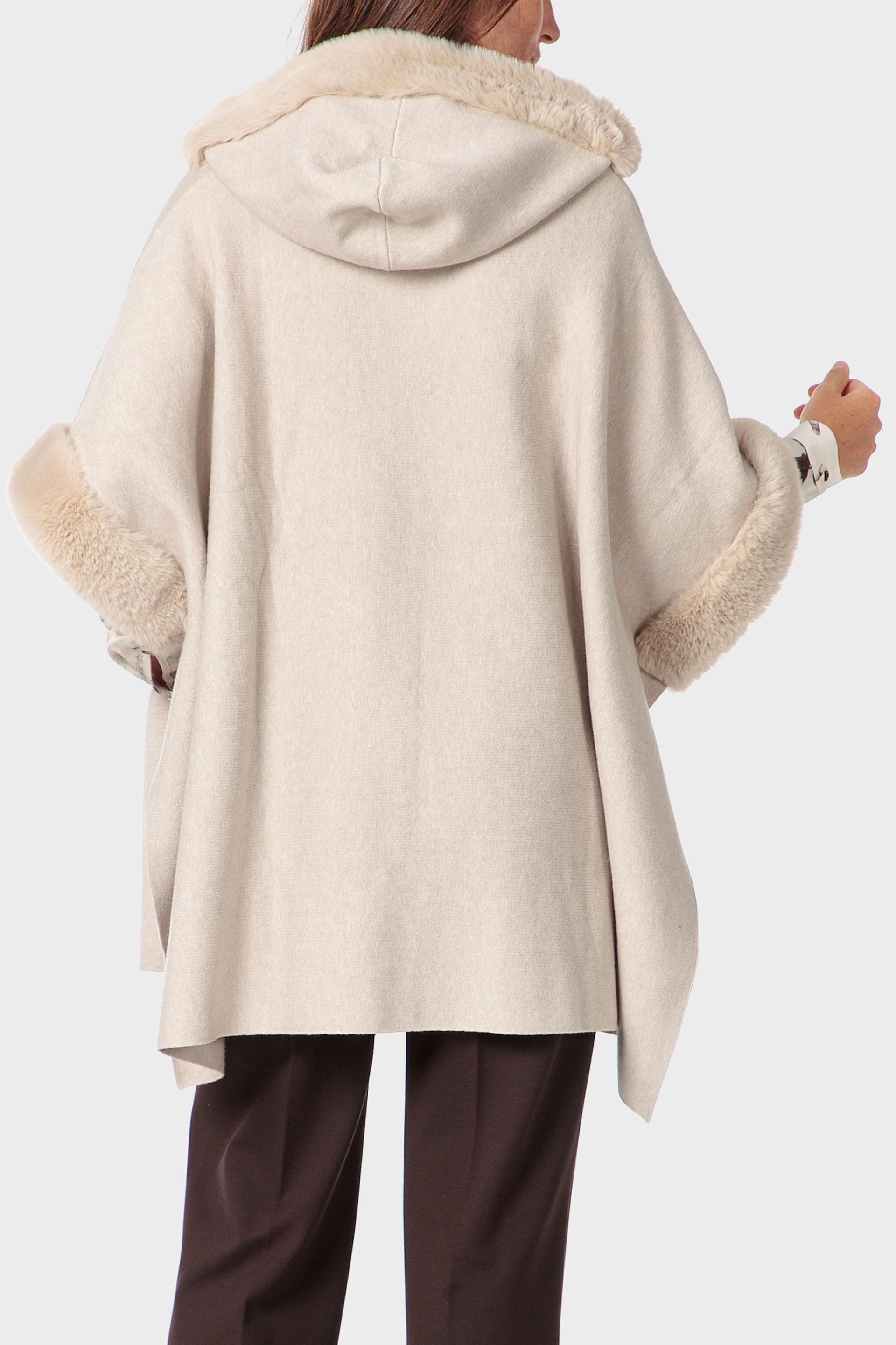 معطف كيب بغطاء للرأس، كريمي, Beige, large image number 3