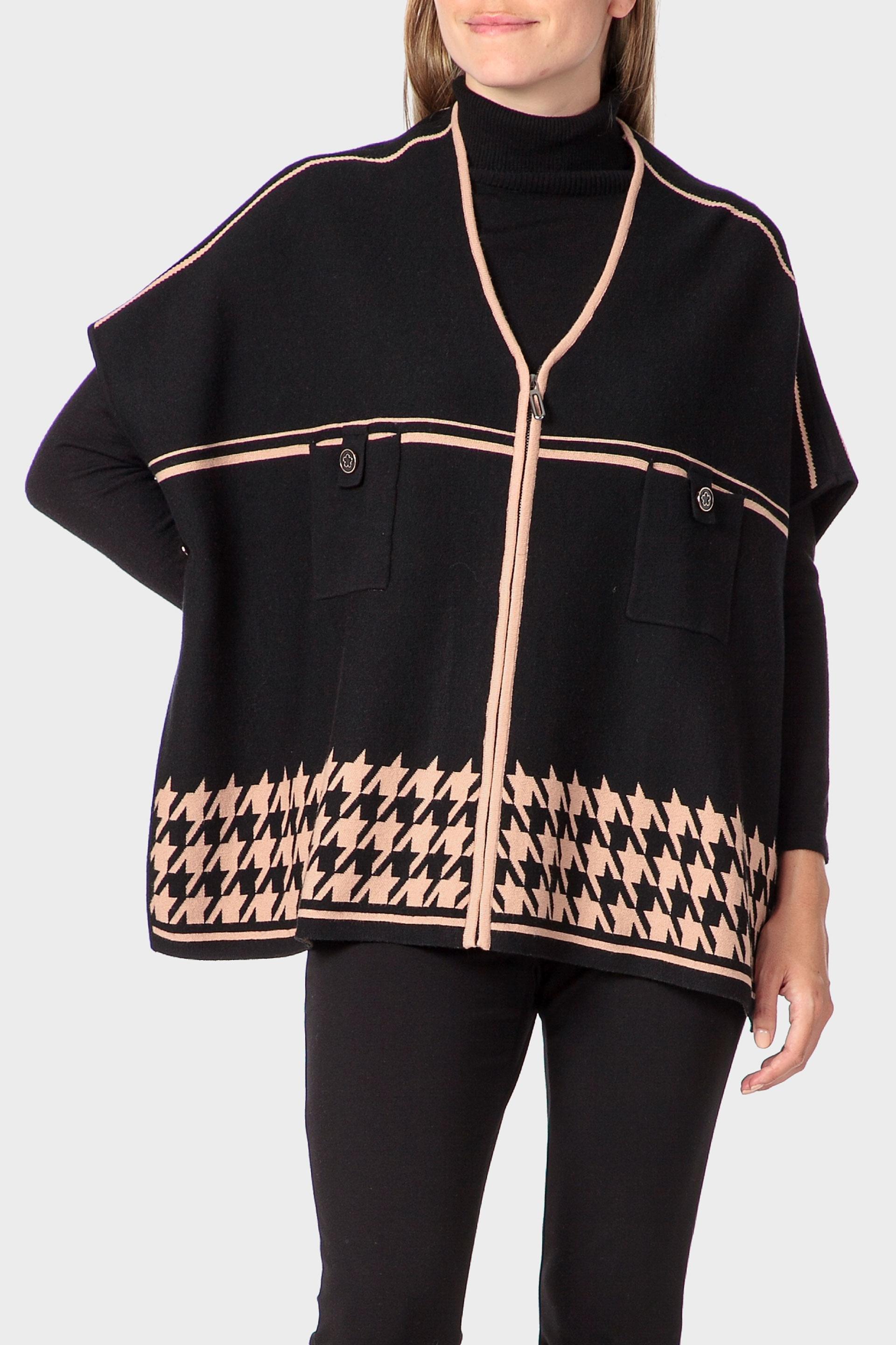 معطف كيب، أسود, Black, medium