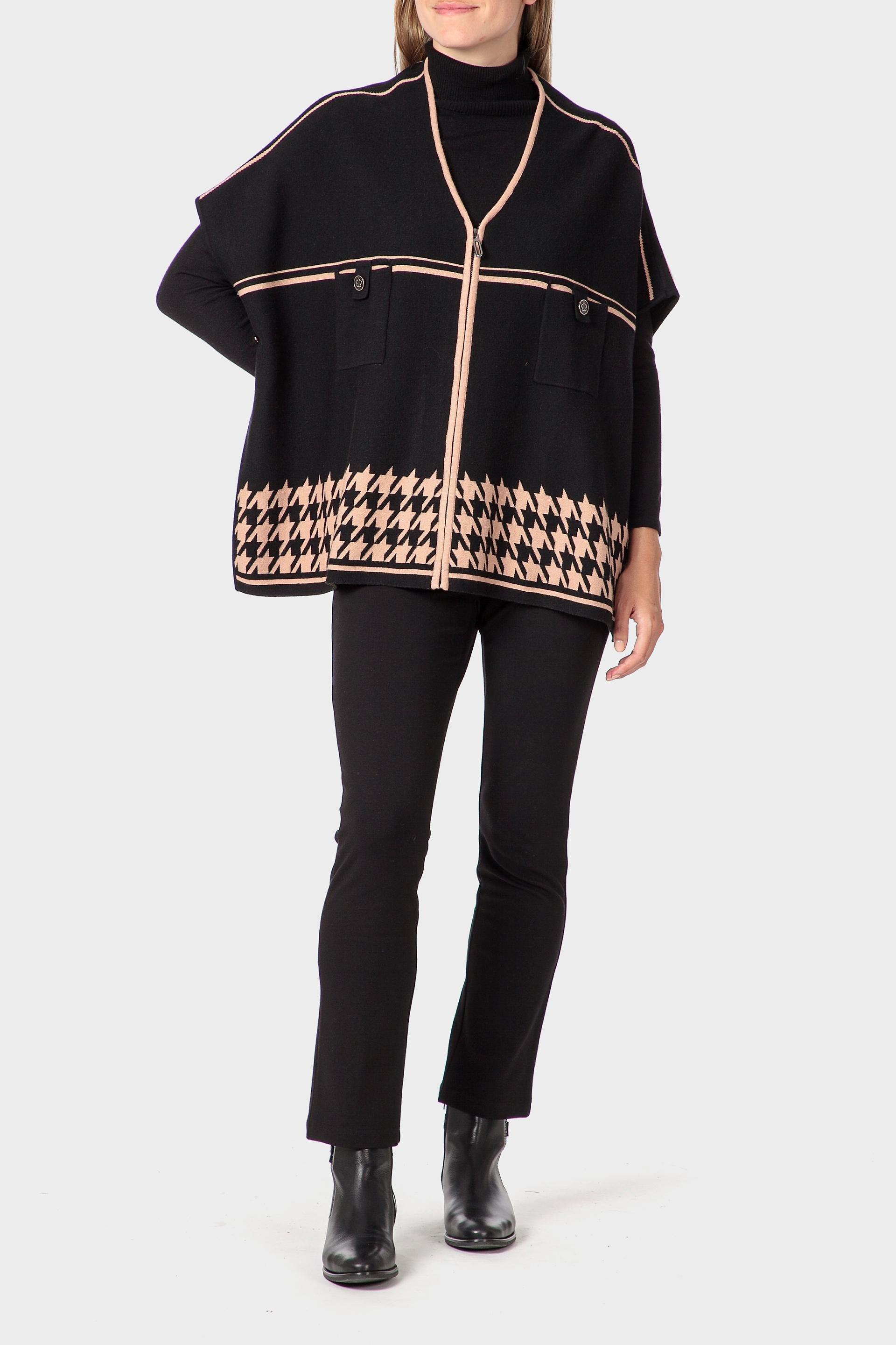 معطف كيب، أسود, Black, medium