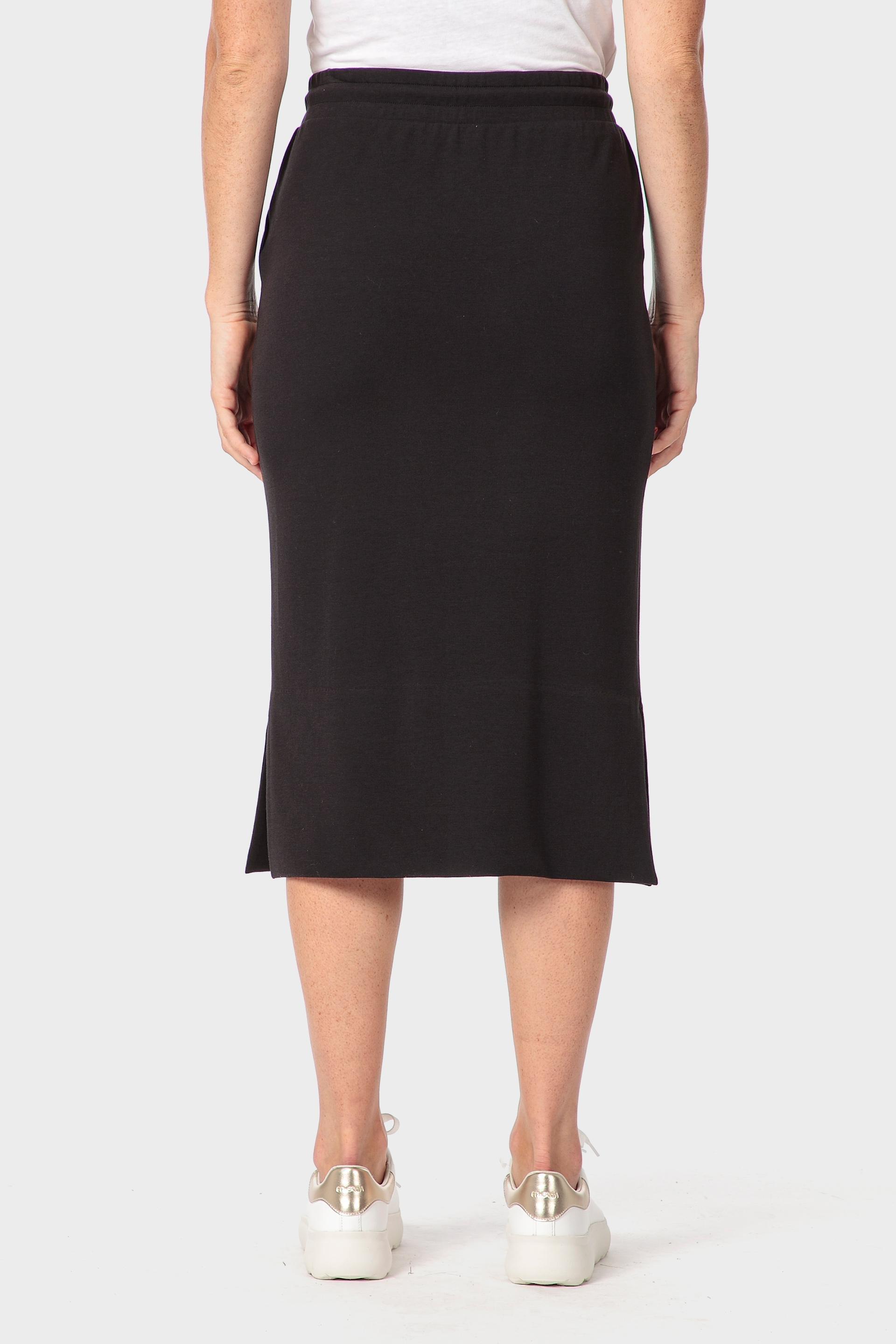 Black Plain Midi Skirt, Black, large image number 2