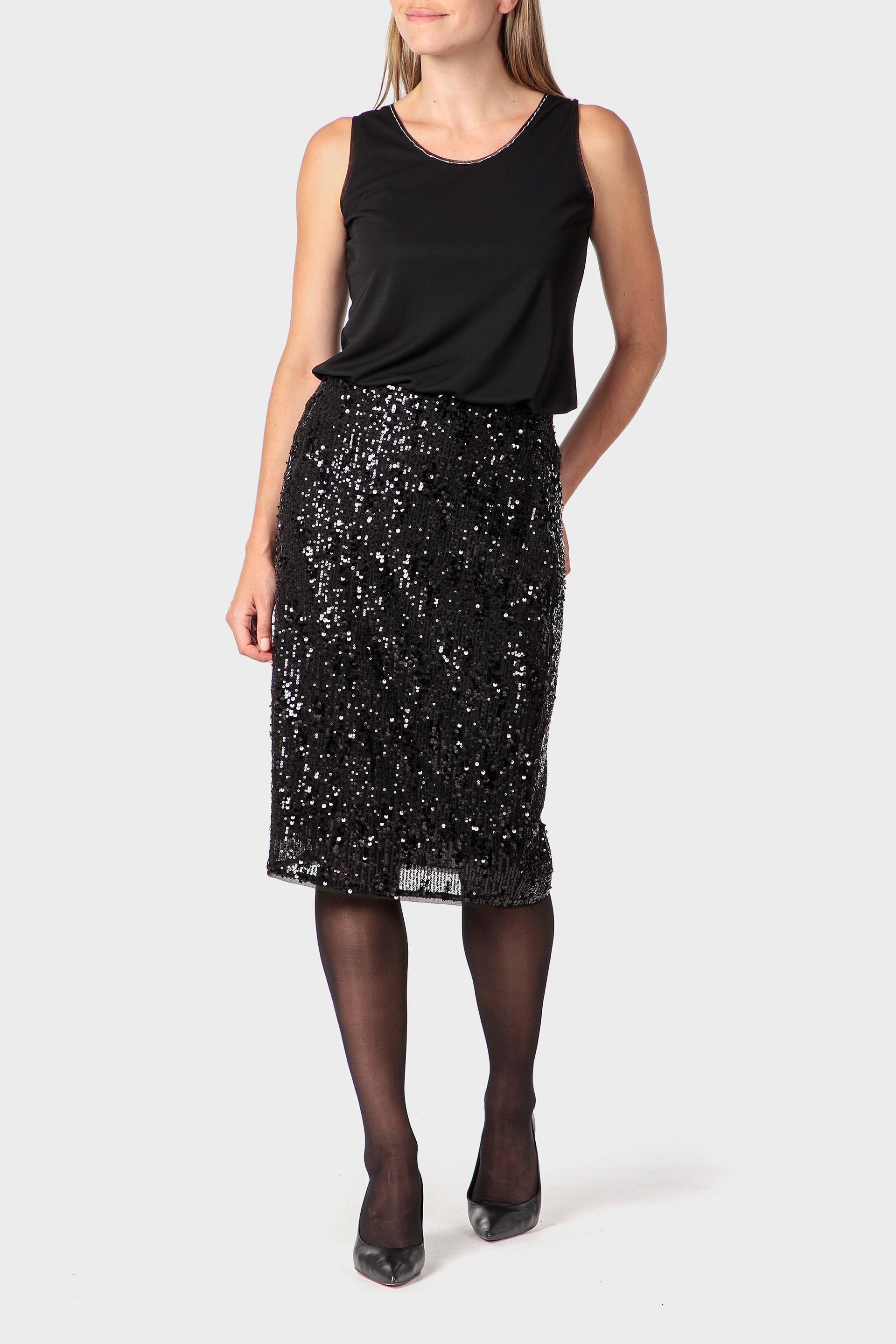 Black Sequins Skirt, Black, medium