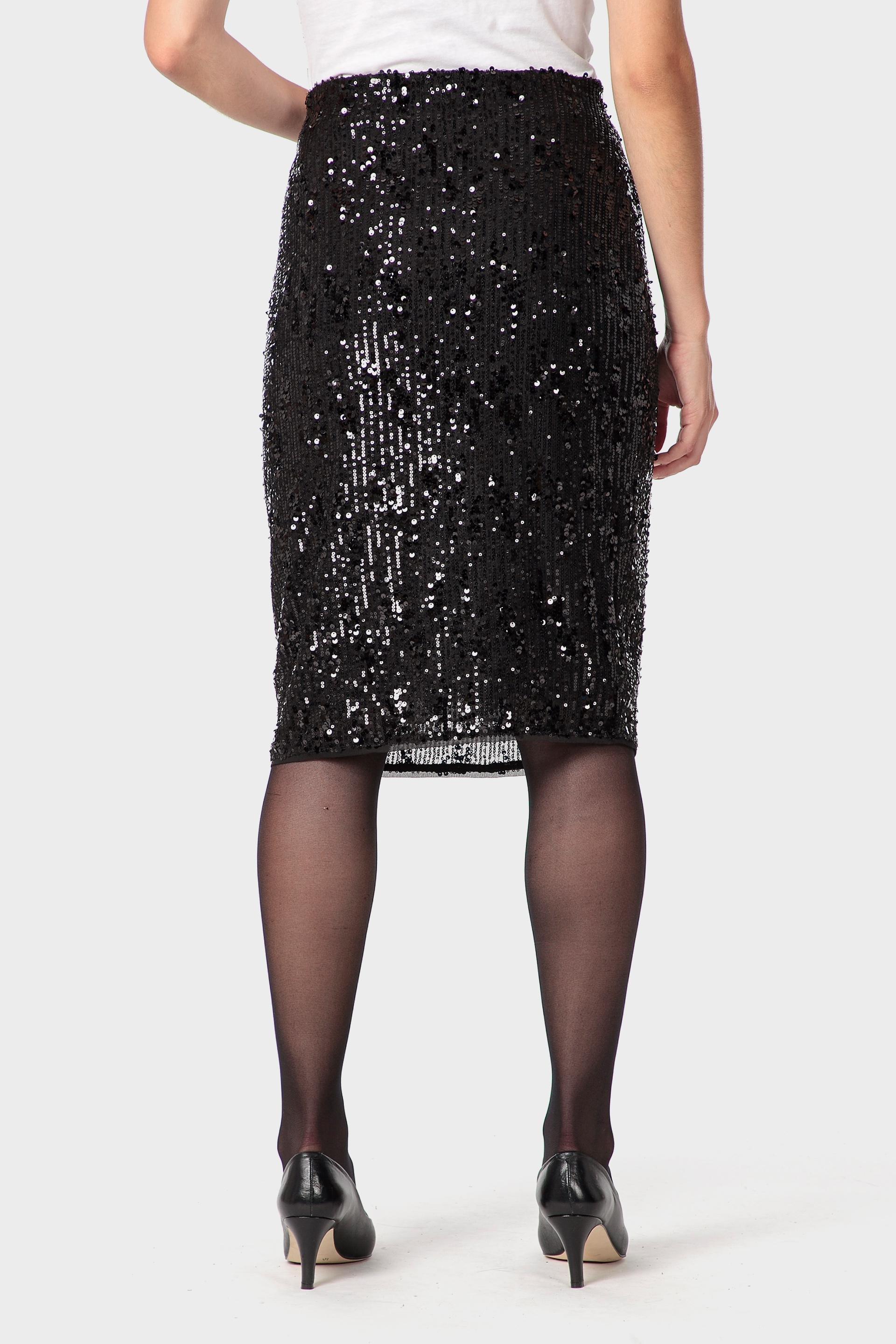 Black Sequins Skirt, Black, medium