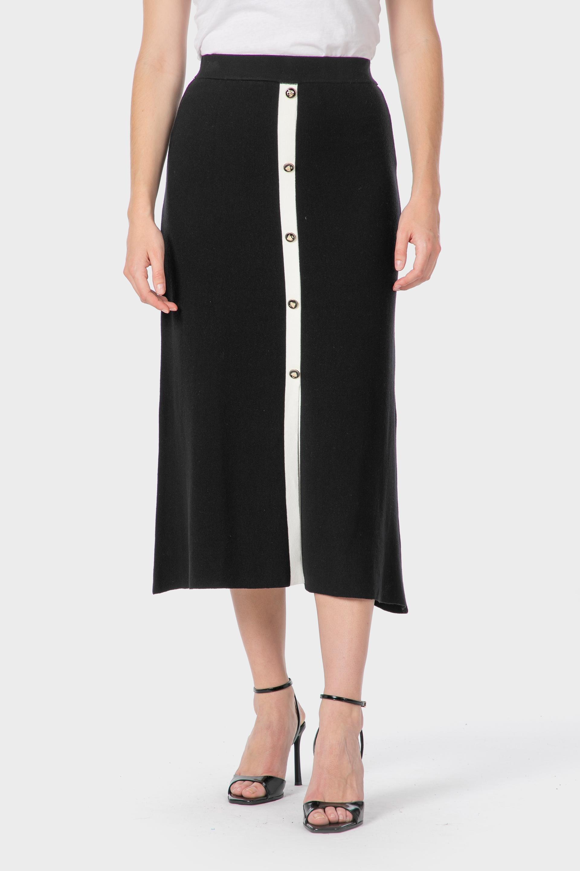 Black Skirt With Decorative Buttons, 3701_120, medium