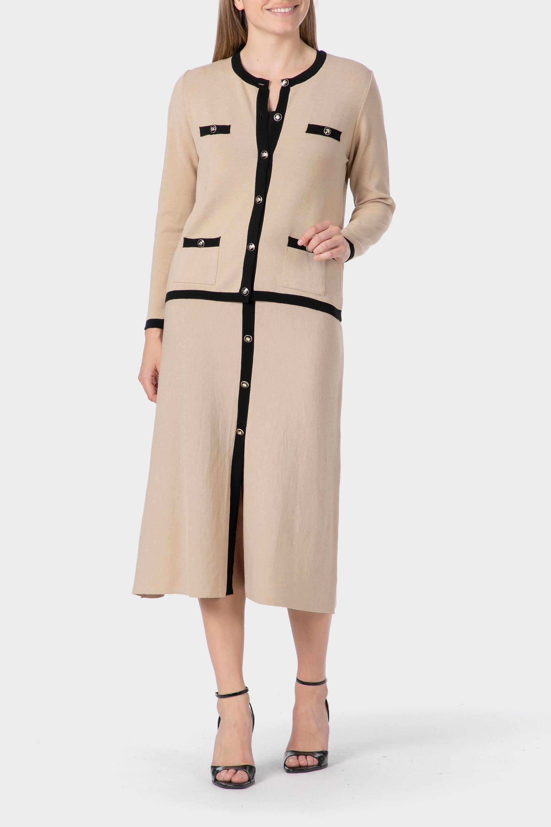 Beige Skirt With Decorative Buttons, 3701_126, medium
