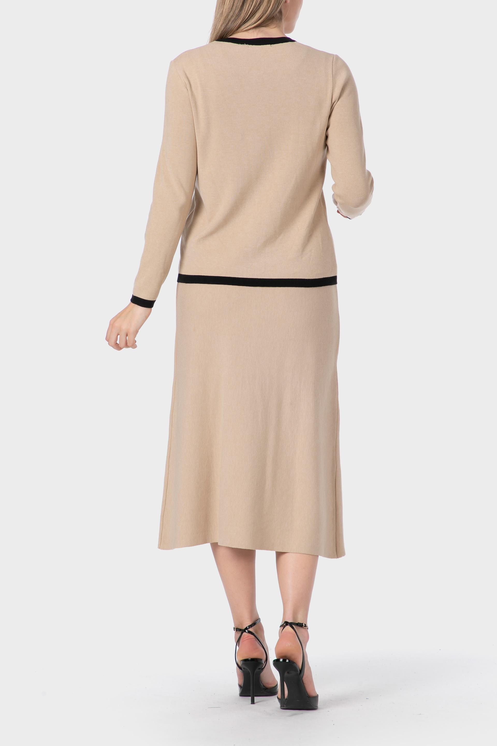 Beige Skirt With Decorative Buttons, 3701_126, large image number 3