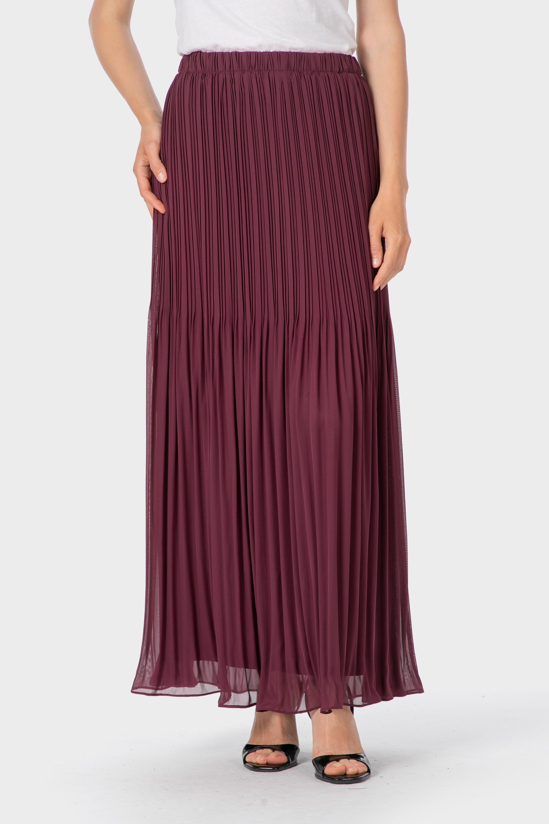 Burgundy Long Pleated Skirt, 3701_108, large image number 0
