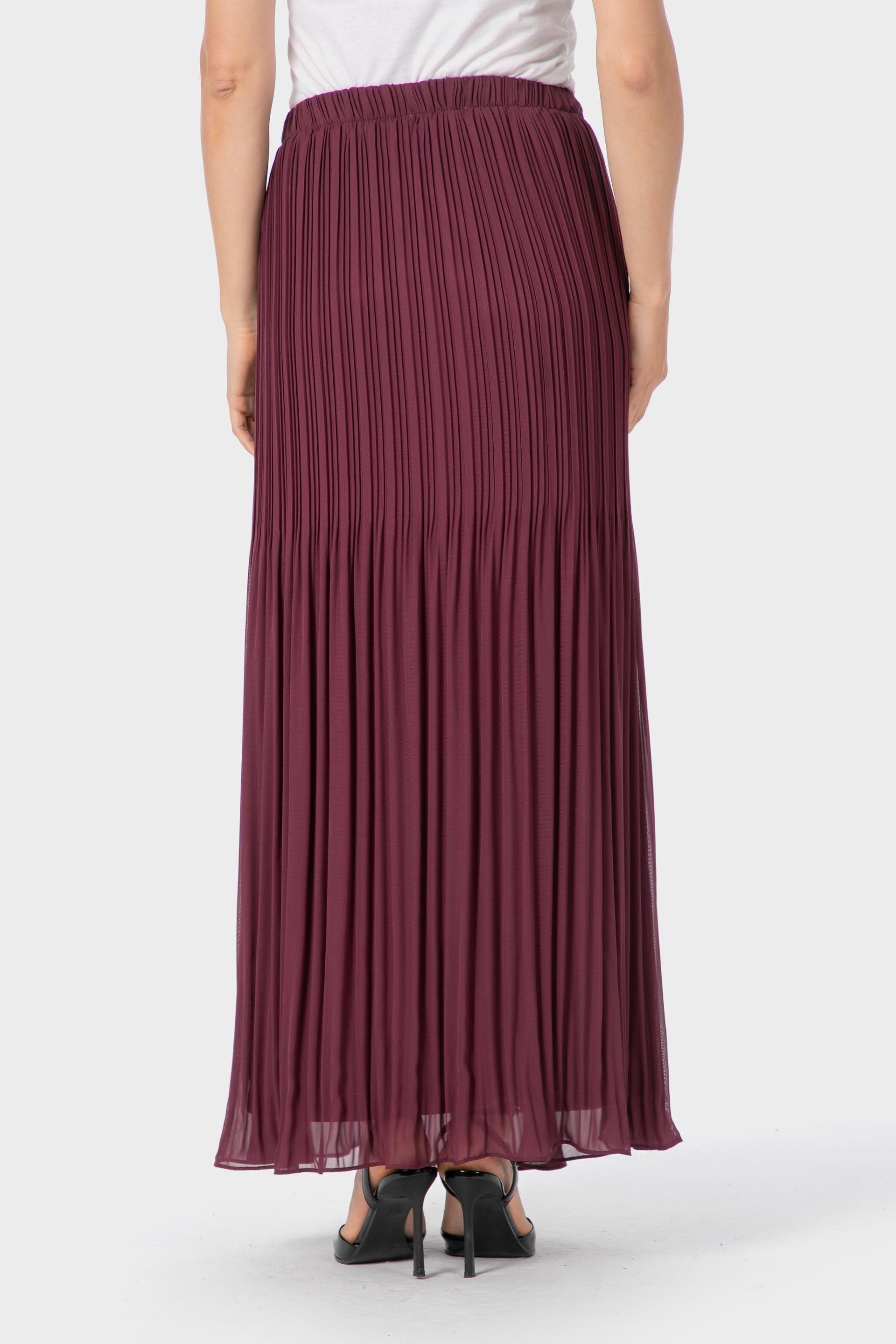 Burgundy Long Pleated Skirt, 3701_108, large image number 2