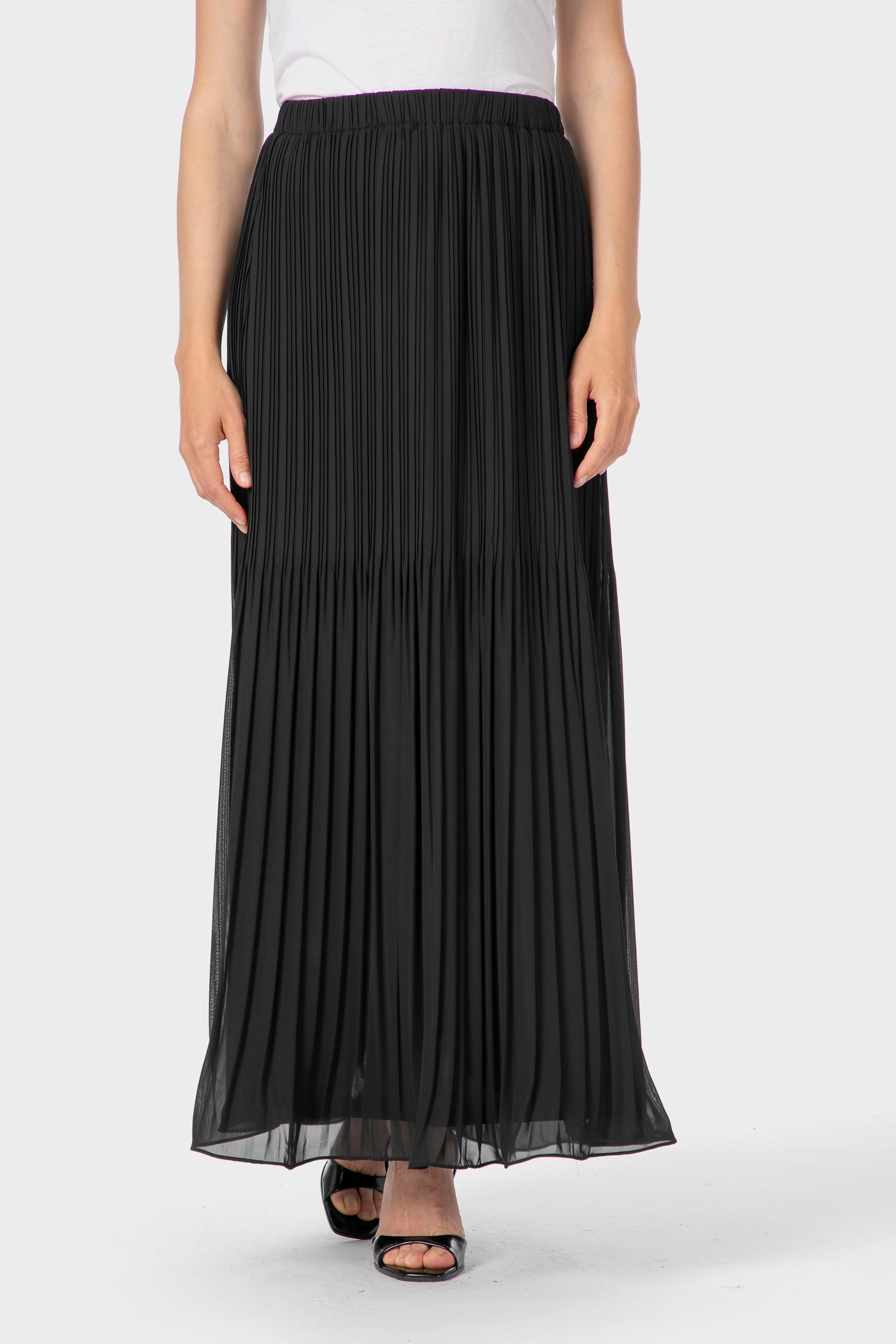 Black Long Pleated Skirt, 3701_120, large image number 0
