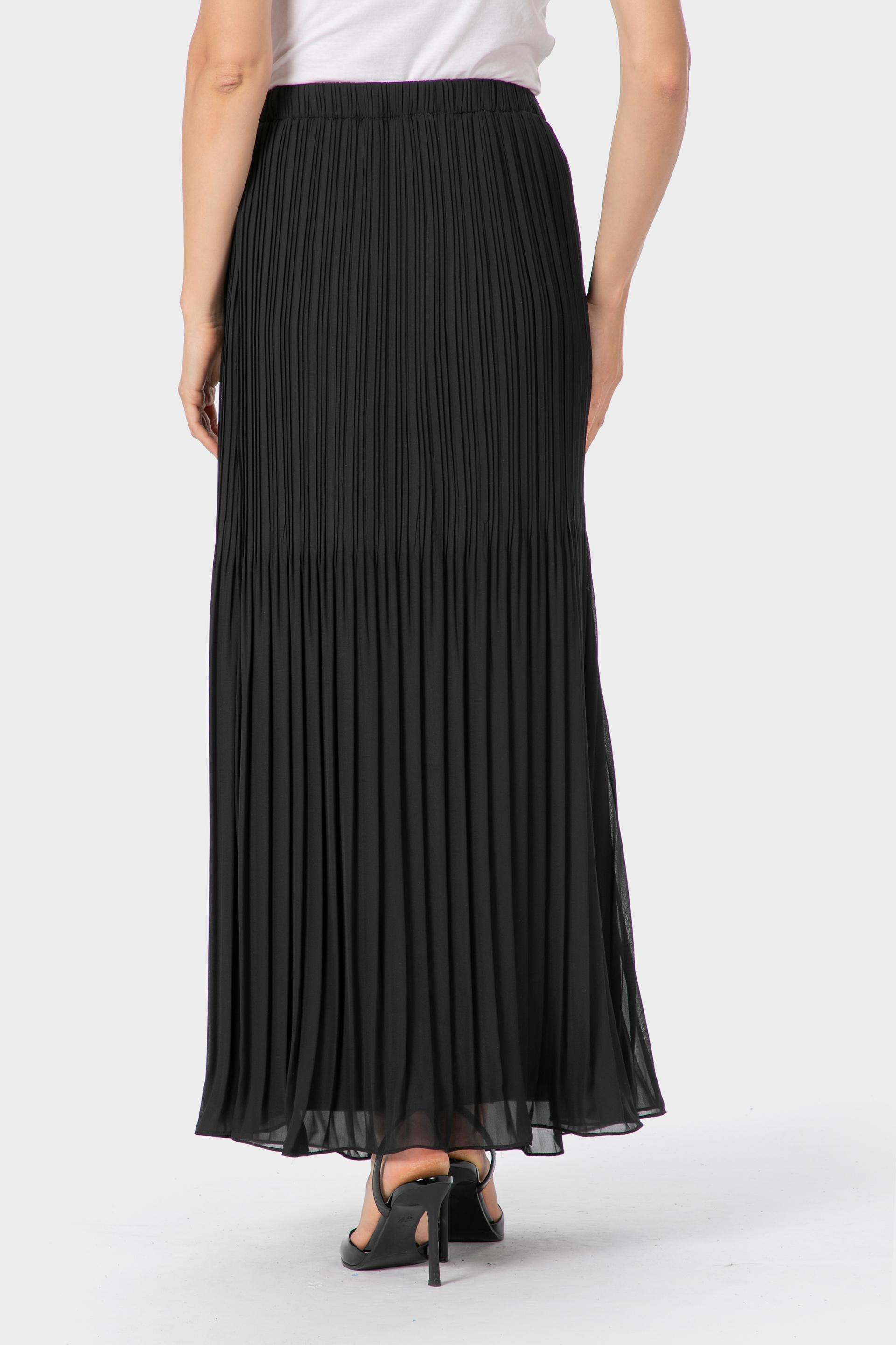 Black Long Pleated Skirt, 3701_120, large image number 2