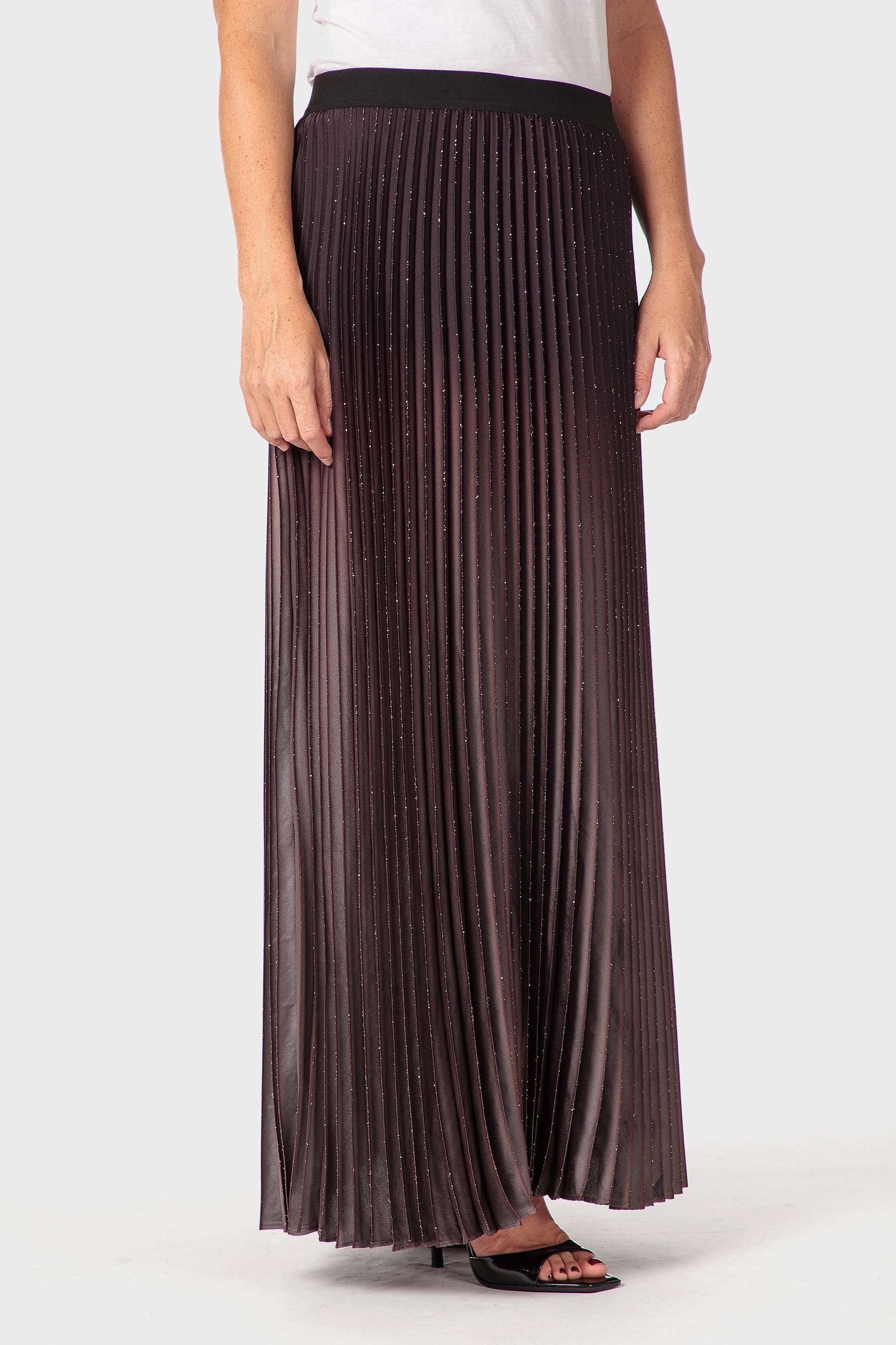 تنورة طويلة بكسرات، أسود, Black, medium