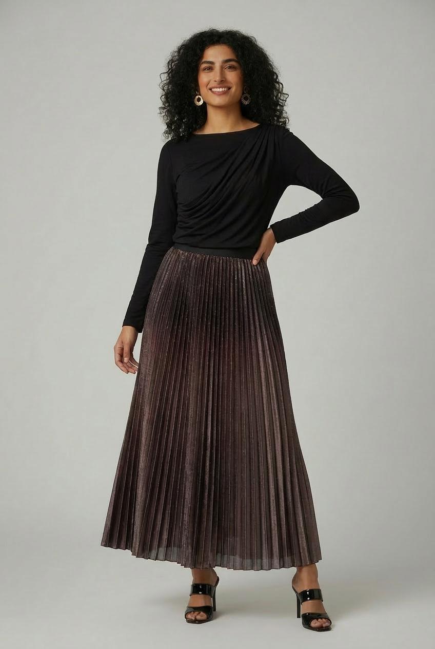 Black Long Pleated Skirt, 3701_120, medium