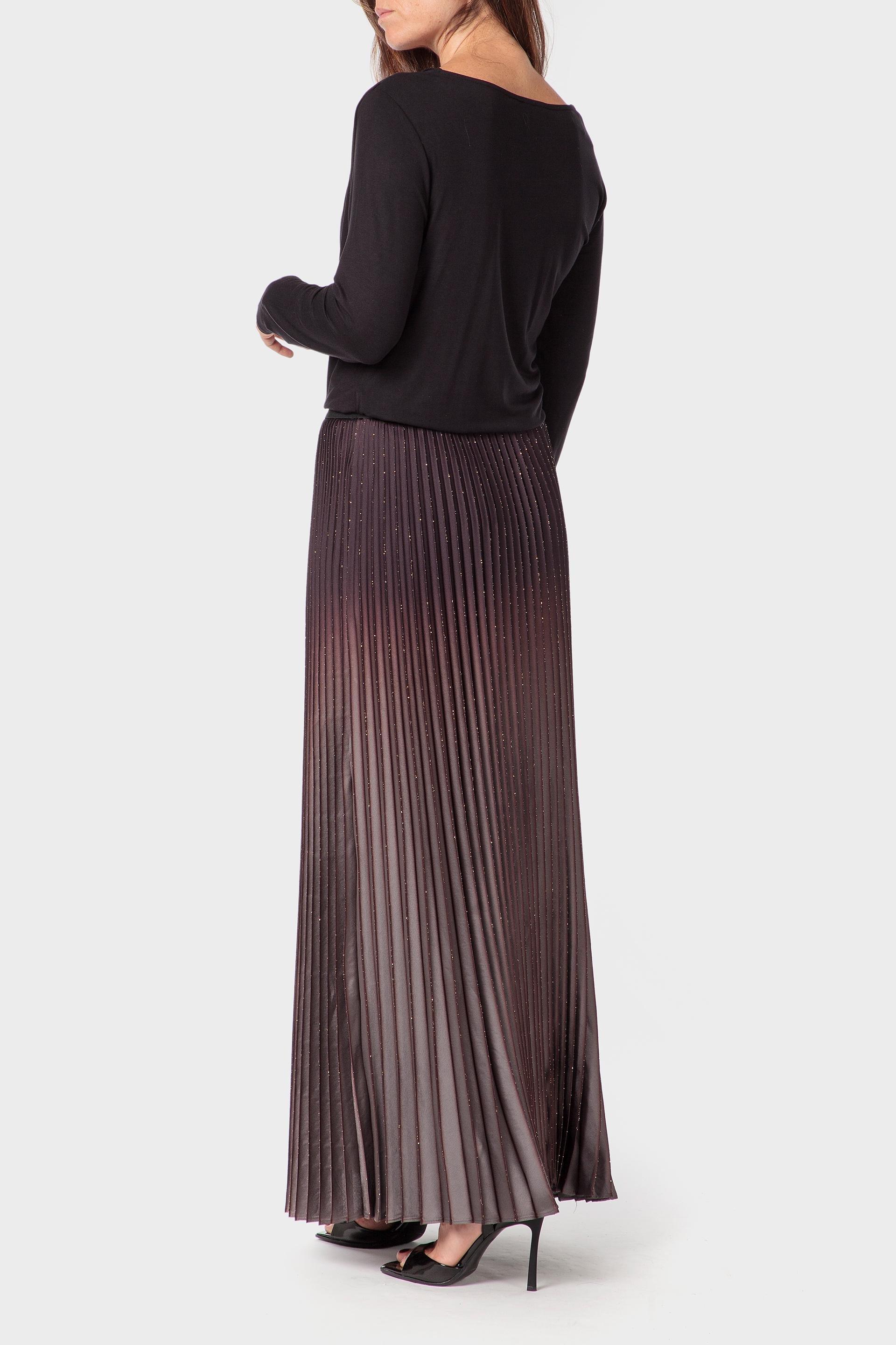 Black Long Pleated Skirt, Black, large image number 7