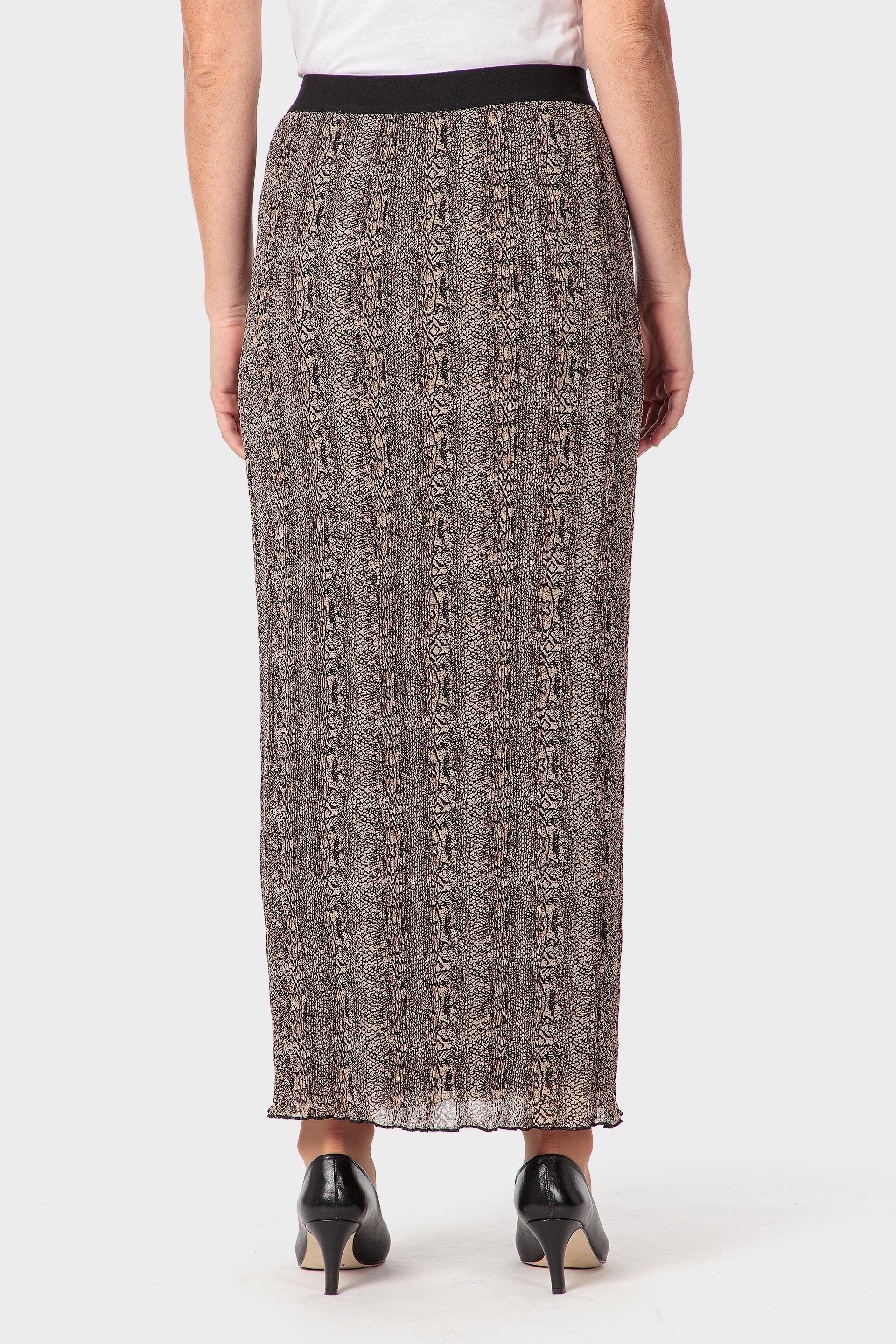 Brown Long Printed Skirt, Brown, medium