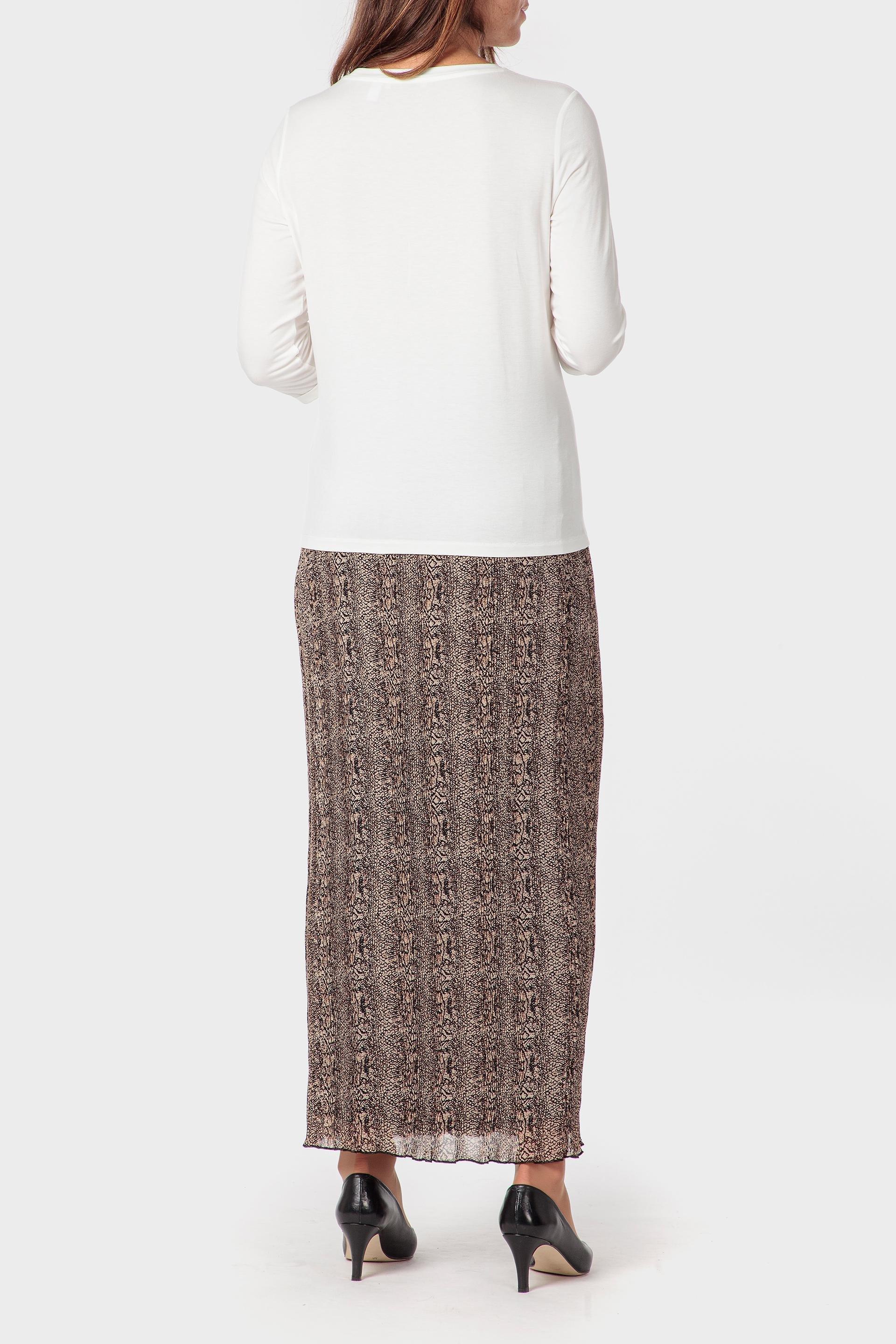 Brown Long Printed Skirt, 3701_113, large image number 3