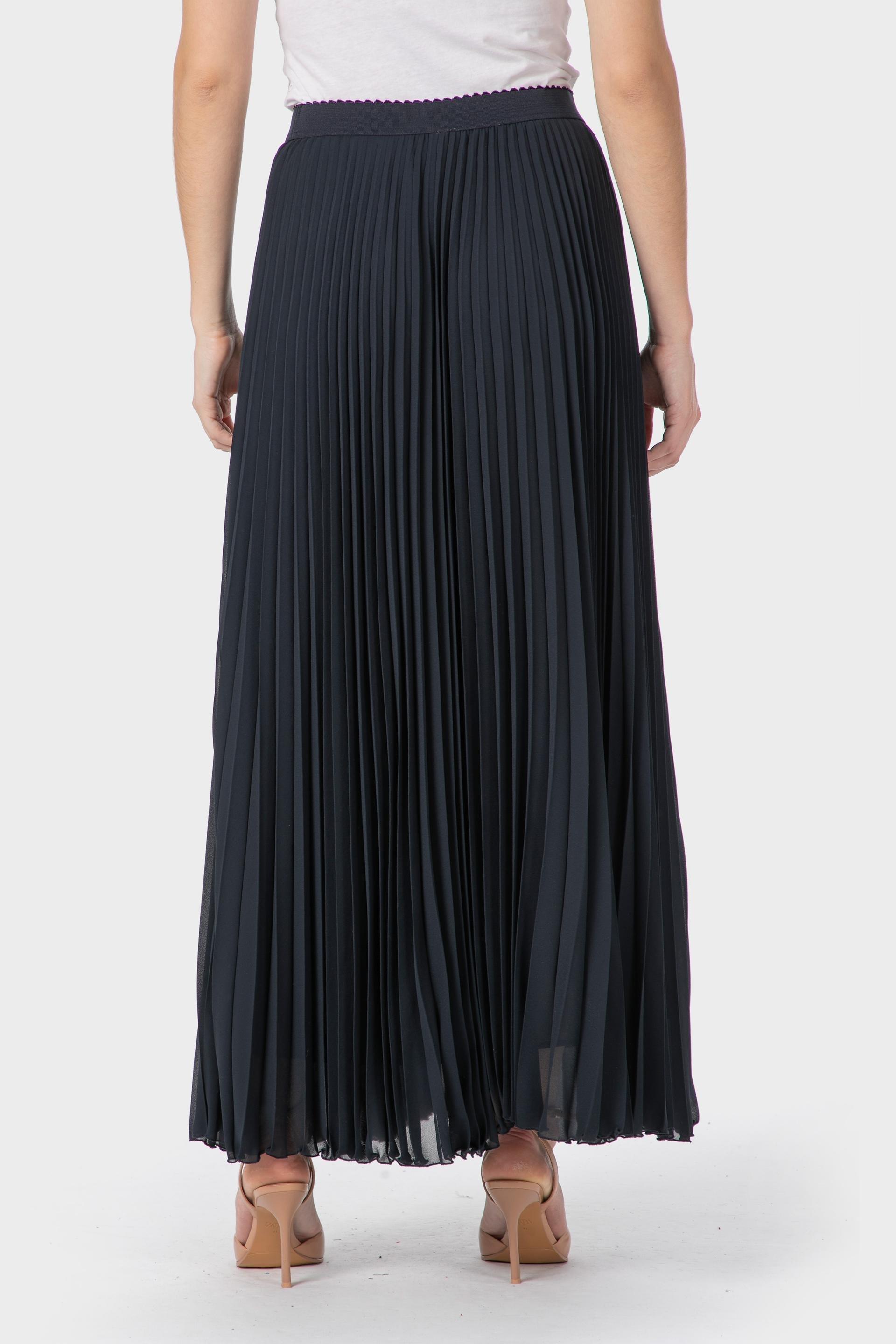 Navy Long Pleated Skirt, , large image number 1