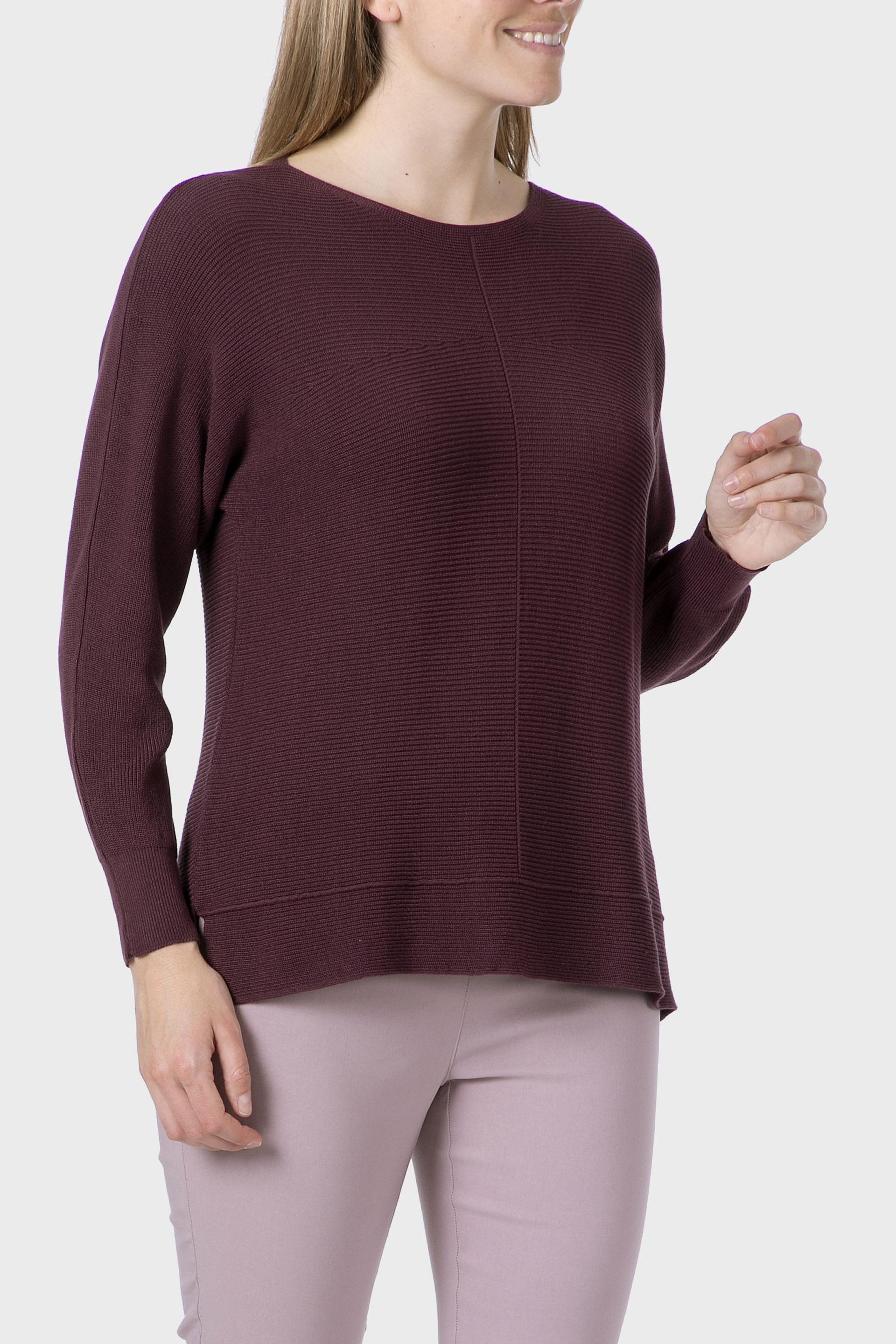 Burgundy Batwing Sleeve Sweater, Purple Plum, large image number 0