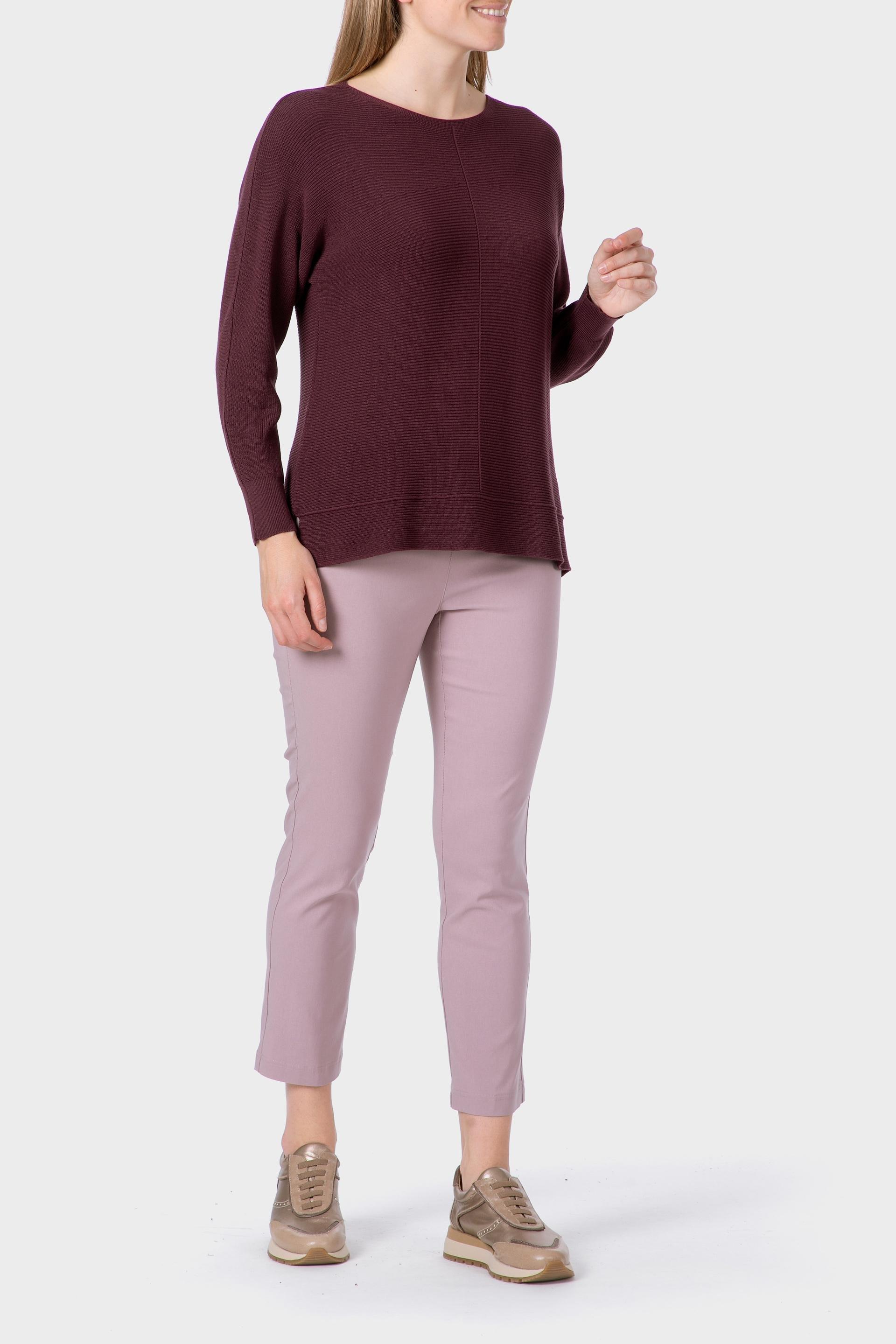 Burgundy Batwing Sleeve Sweater, Purple Plum, large image number 1