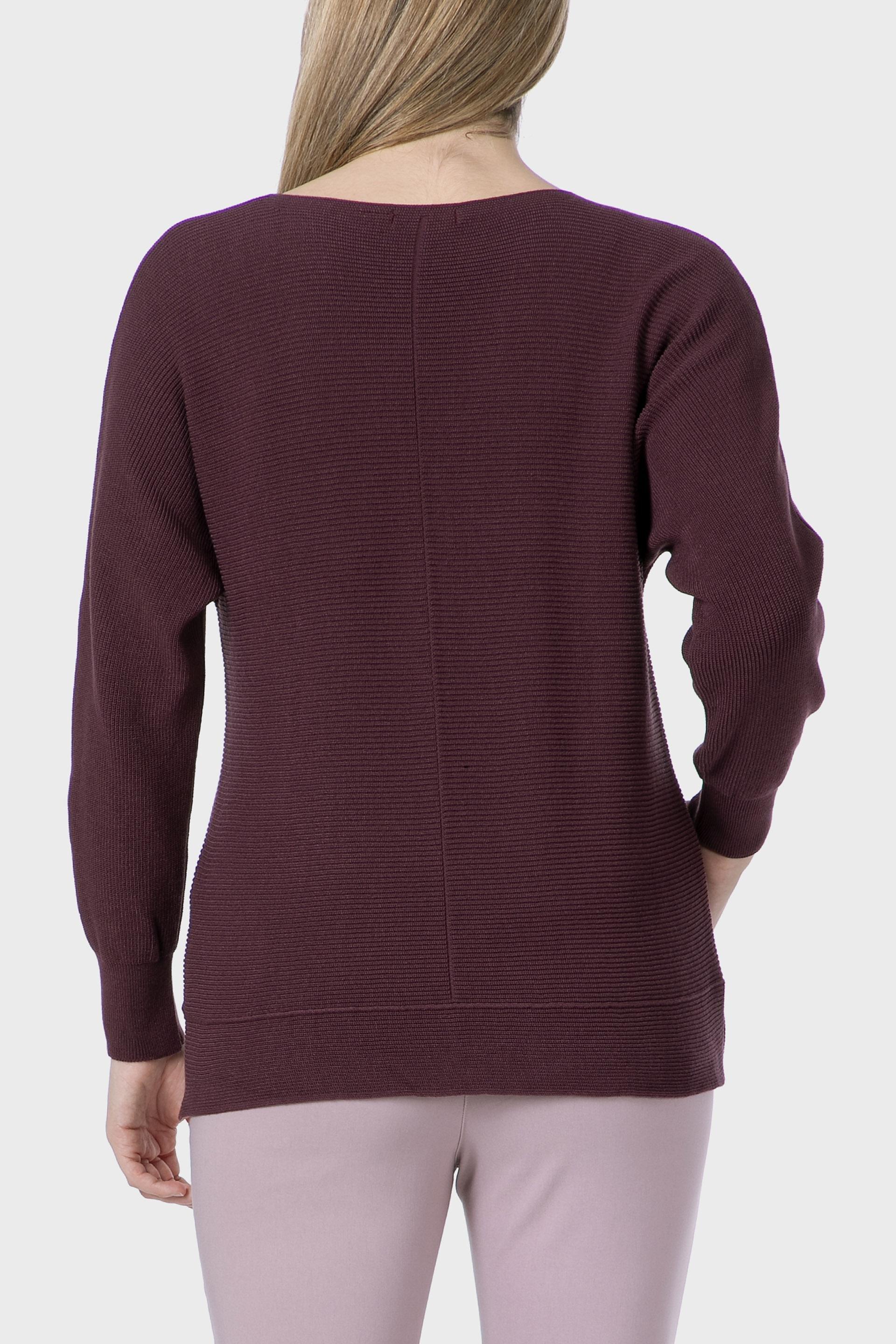 Burgundy Batwing Sleeve Sweater, Purple Plum, large image number 2