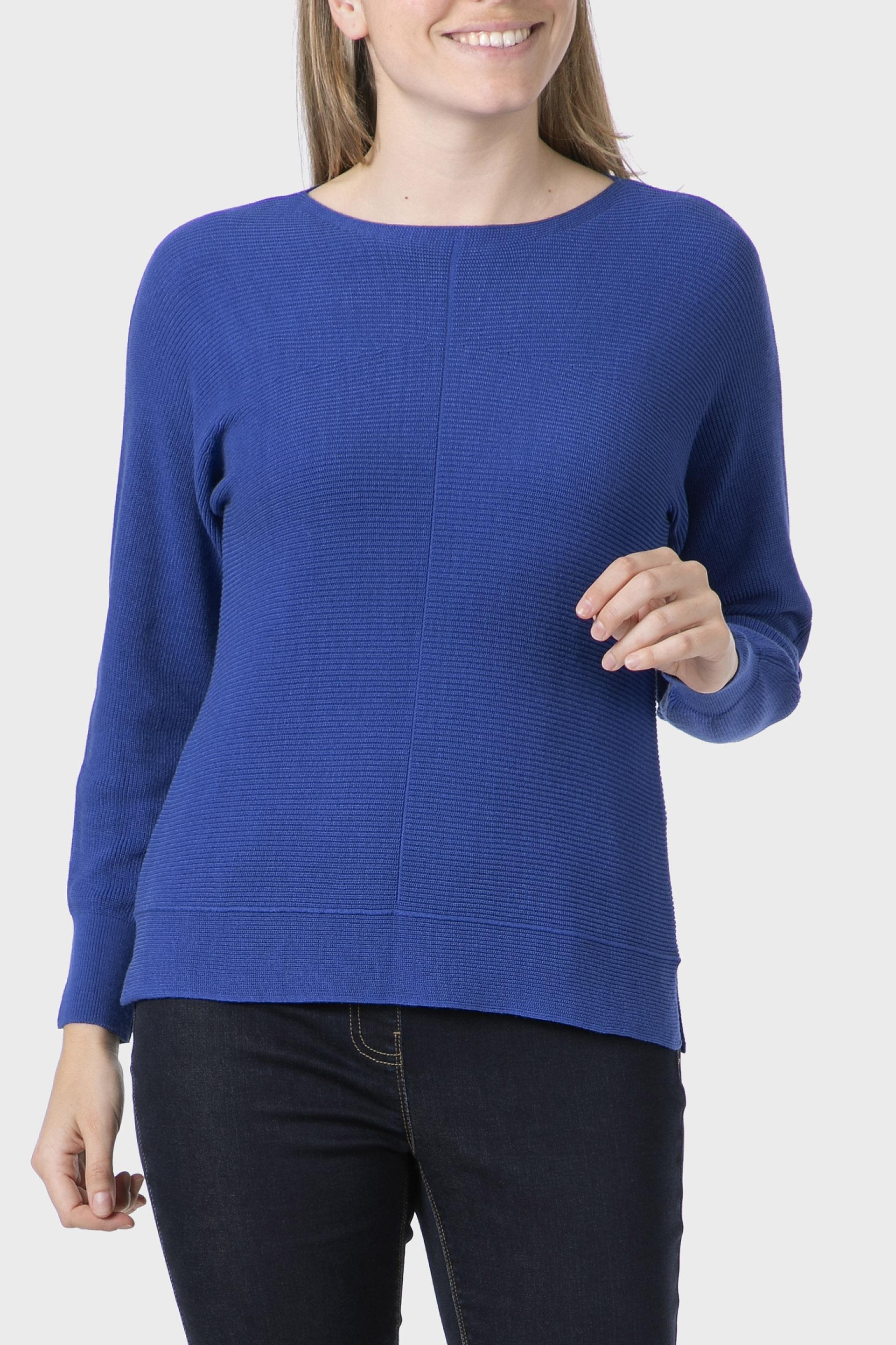 Blue Batwing Sleeve Sweater, 3701_361, medium