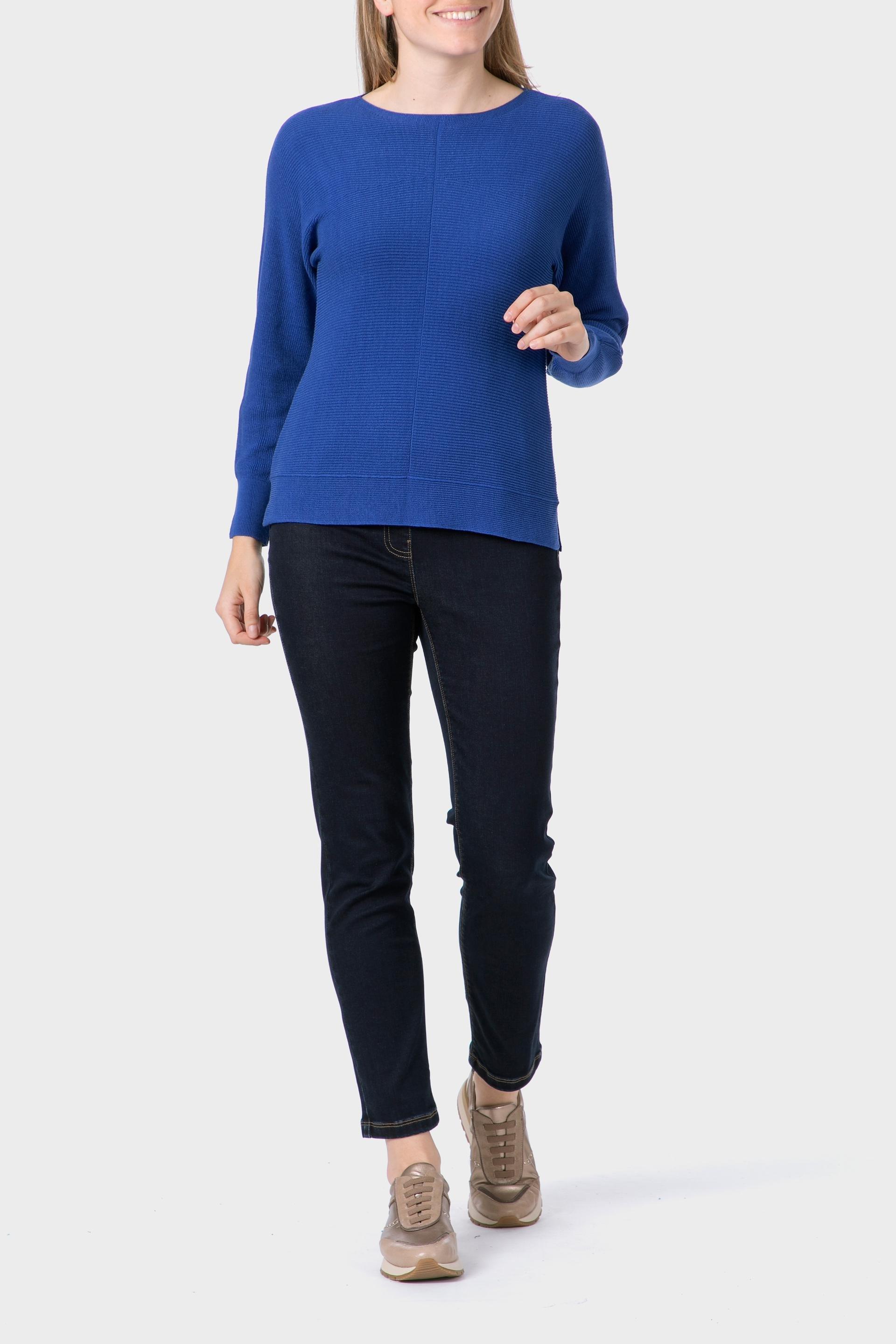 Blue Batwing Sleeve Sweater, 3701_361, medium