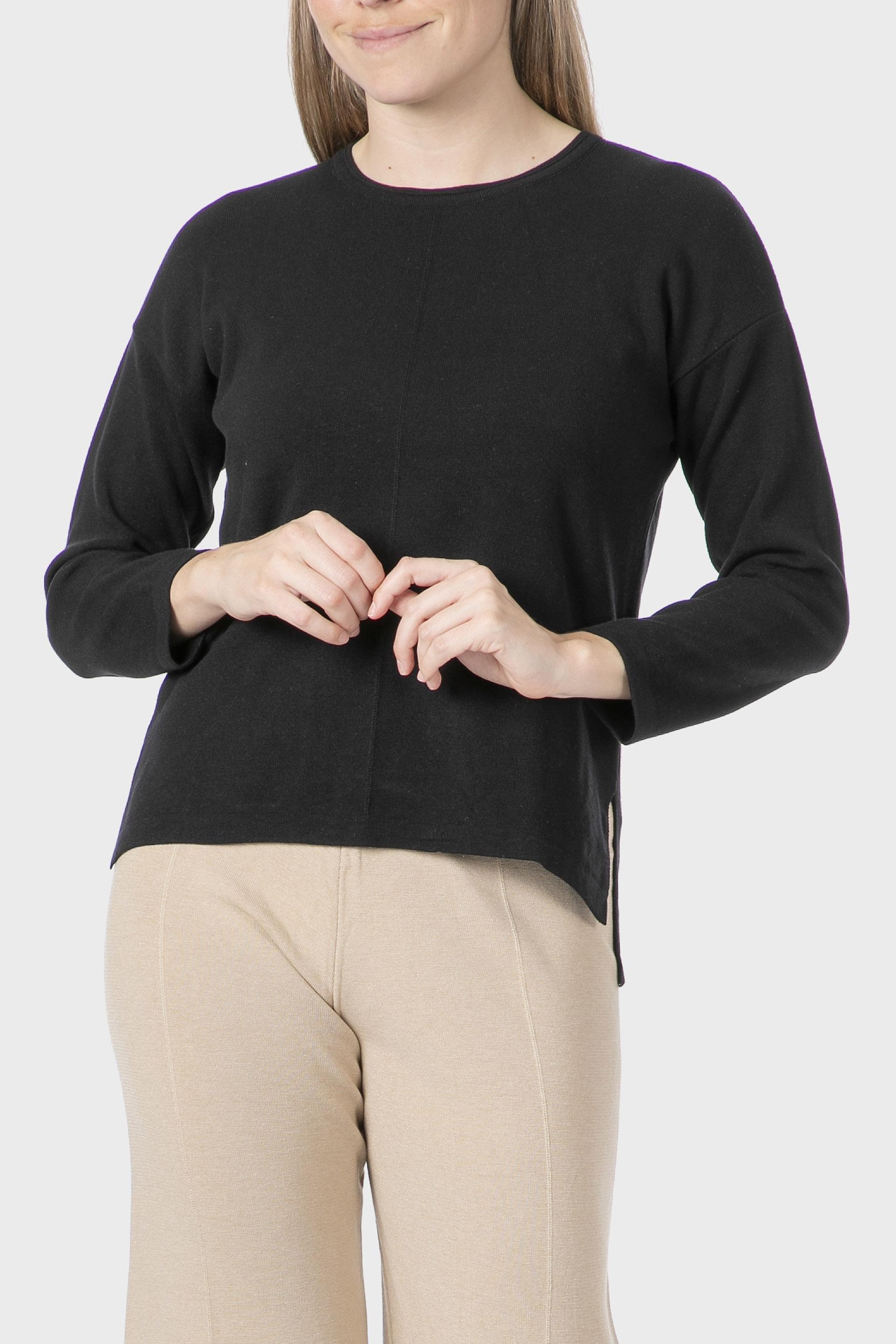 Black Knitted Sweater, Black, medium