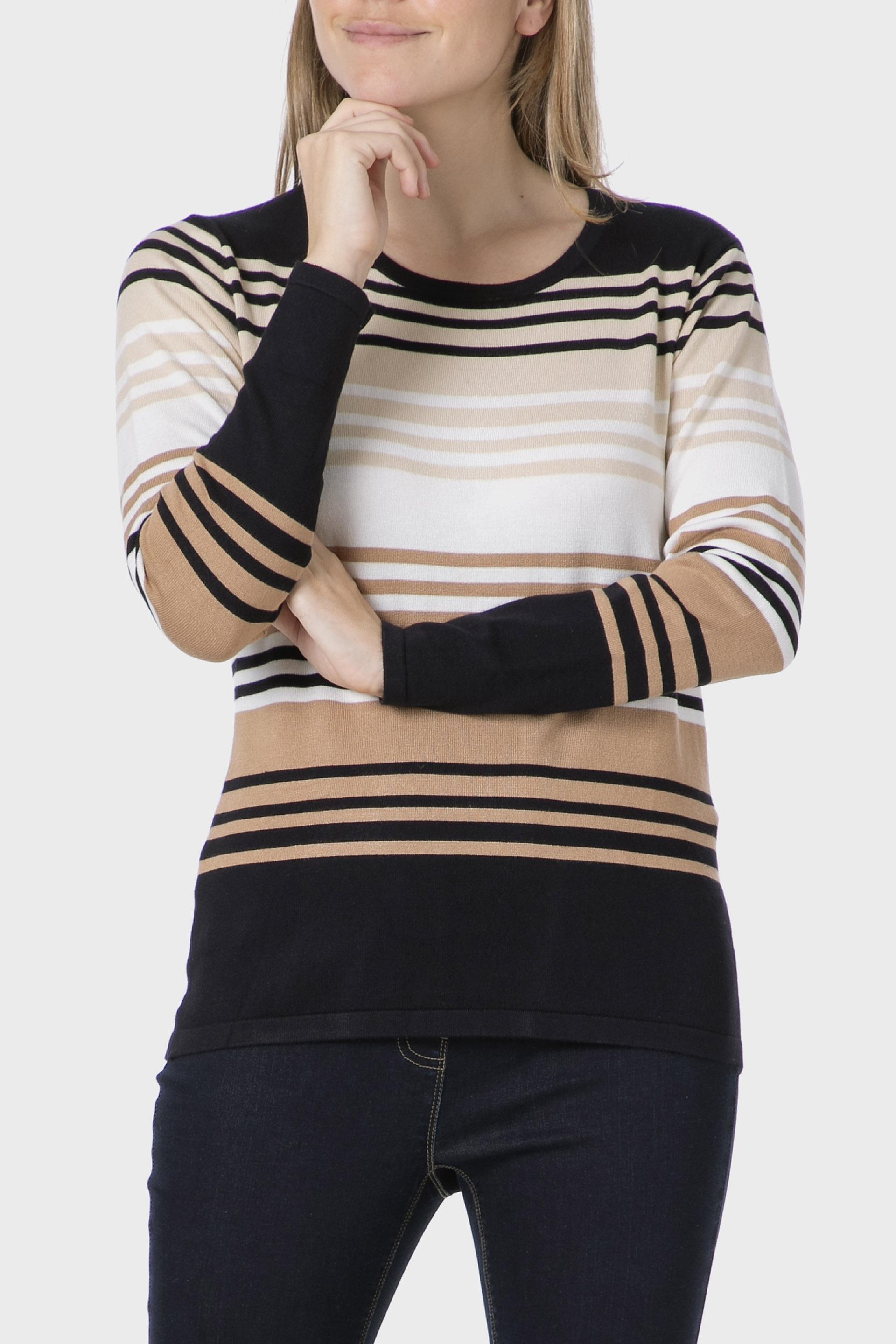 Beige Striped Sweater, , medium