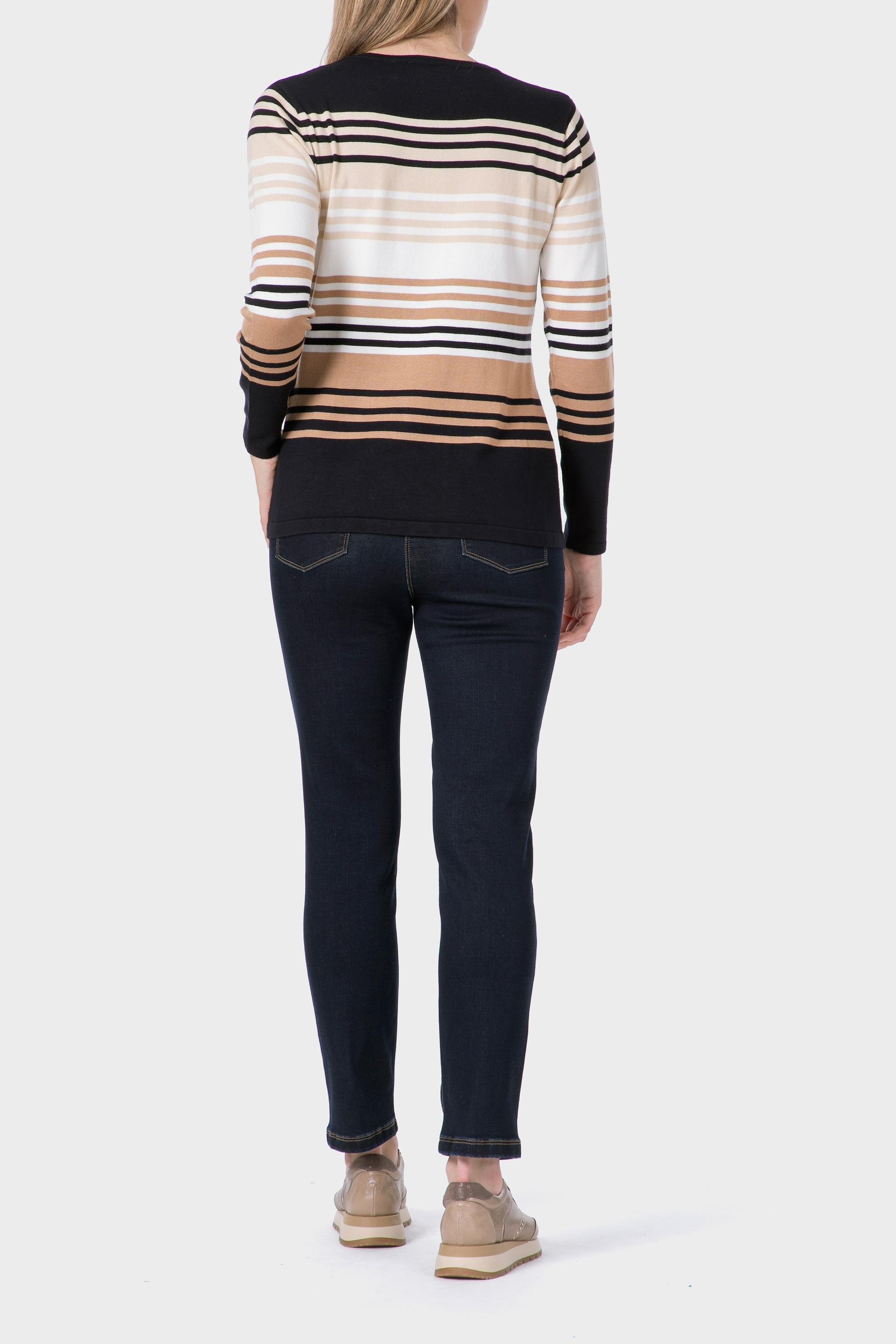 Beige Striped Sweater, 3701_104, large image number 3