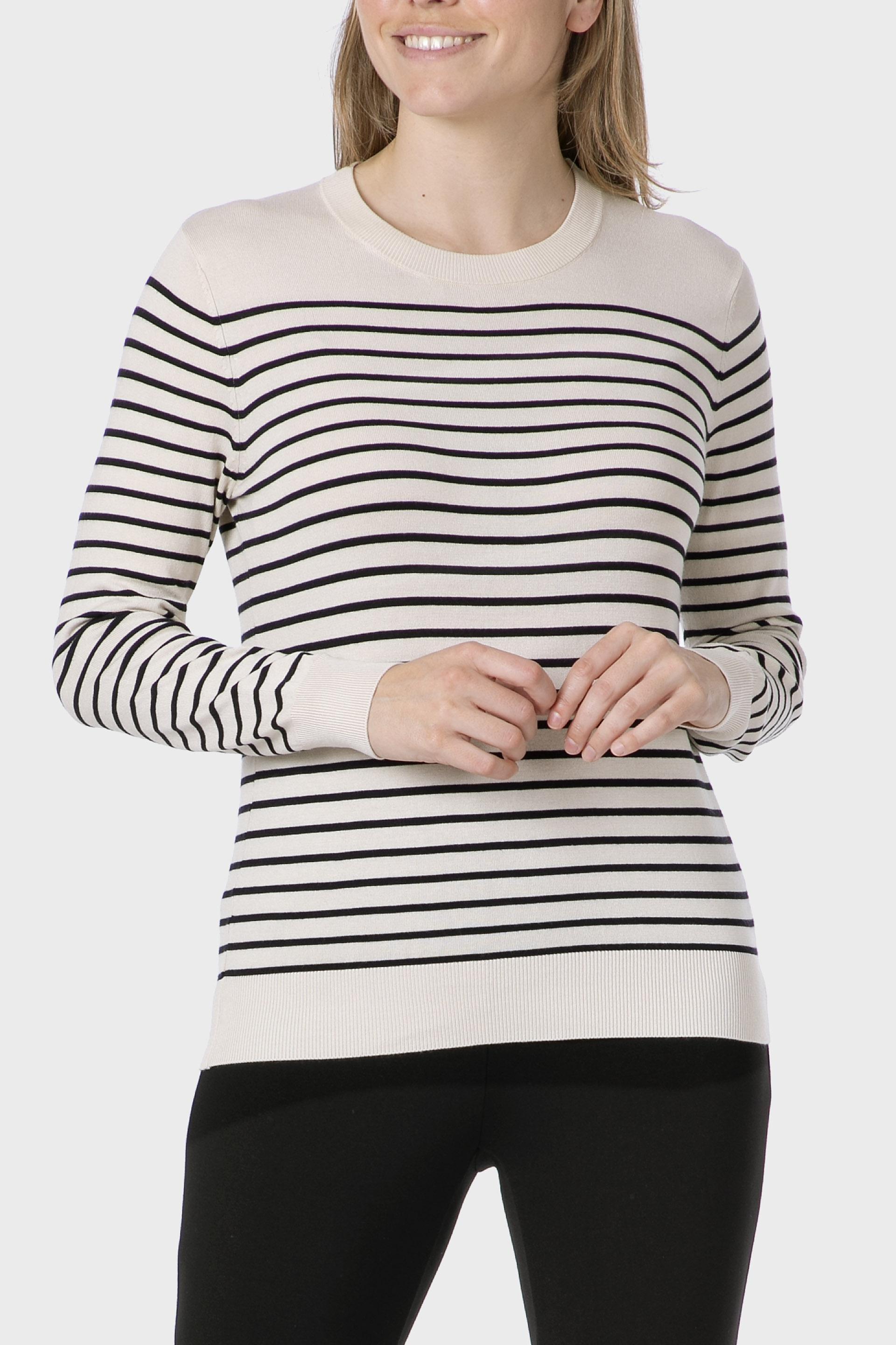 Cream Striped Sweater, , medium