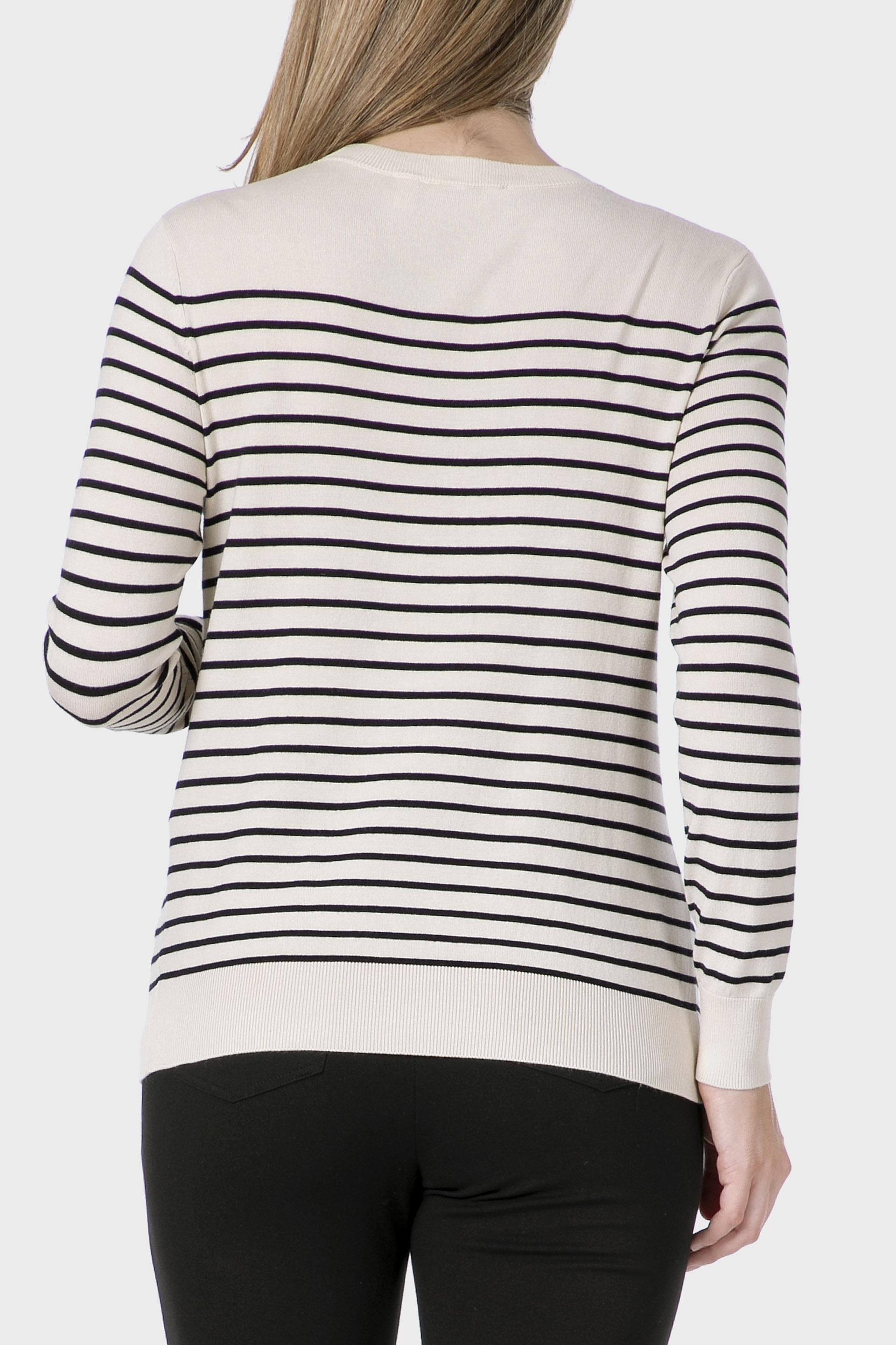 Cream Striped Sweater, , large image number 1