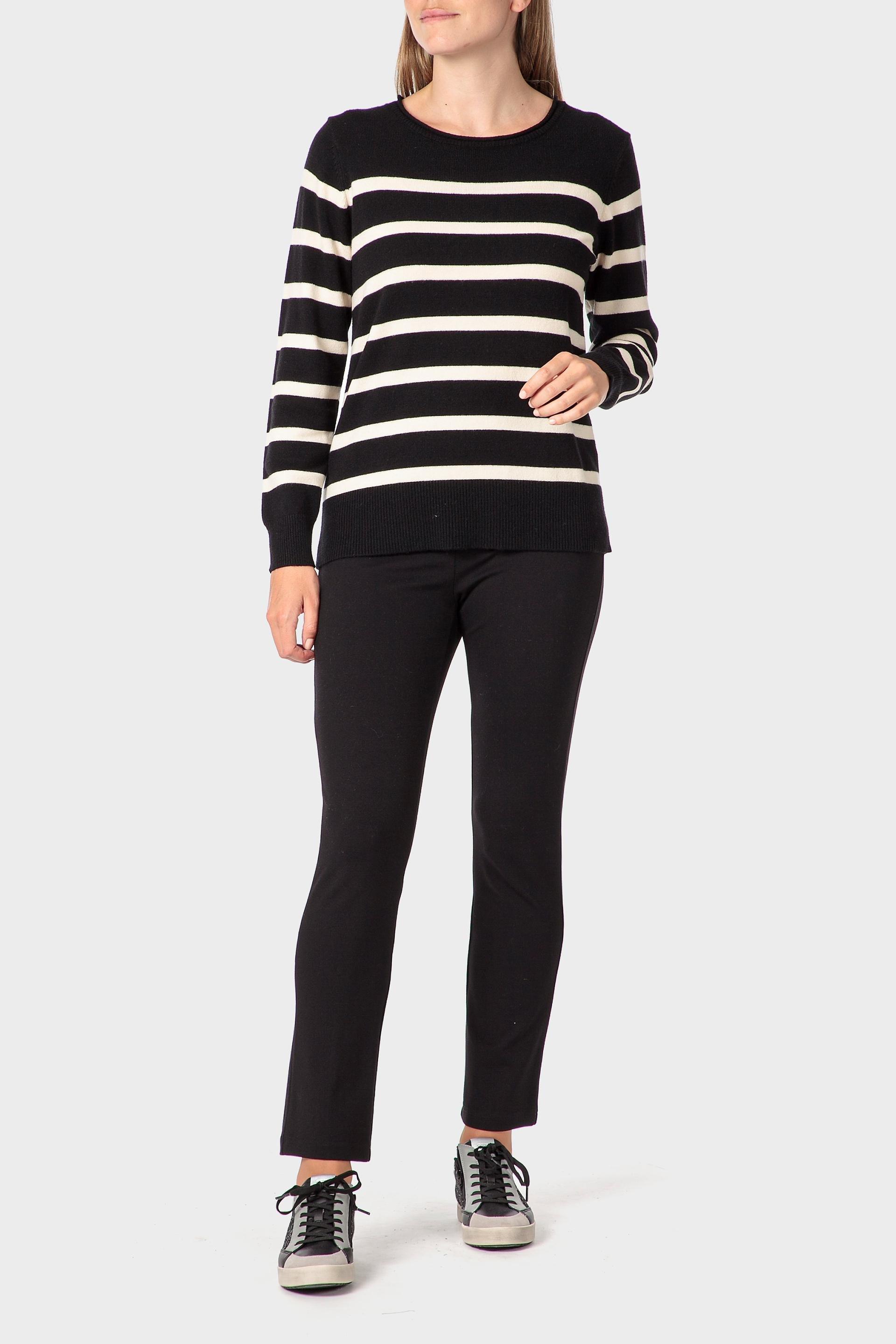 Black Striped Sweater, Black, medium