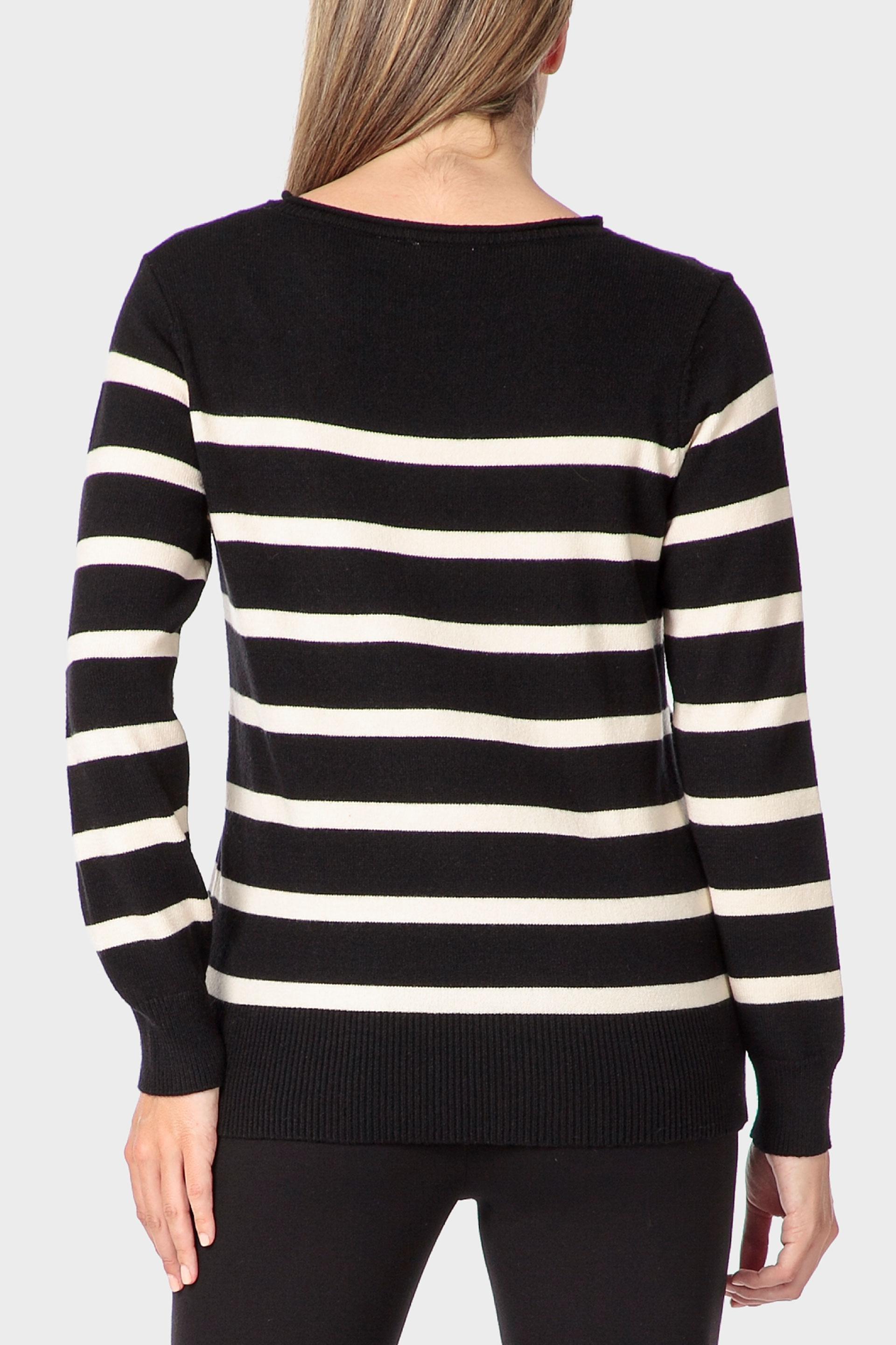 Black Striped Sweater, Black, medium