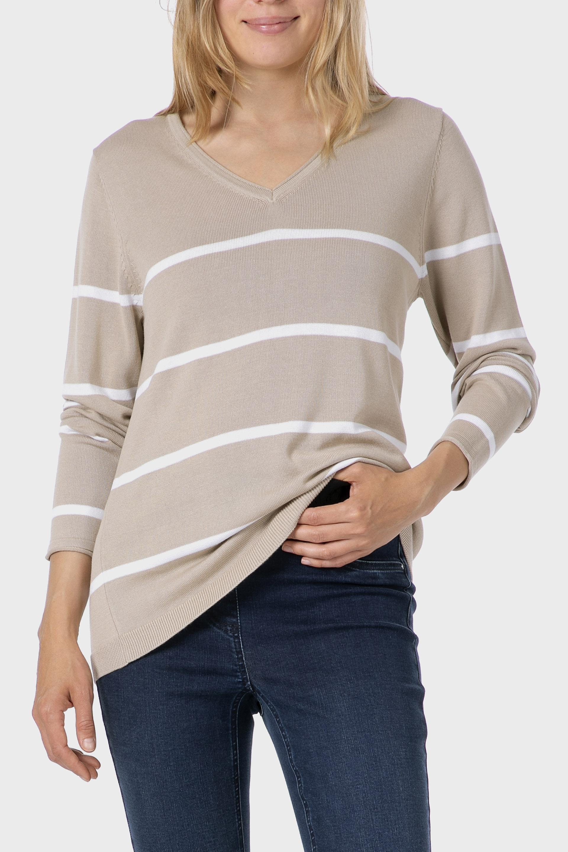 Beige Striped Sweater, , medium
